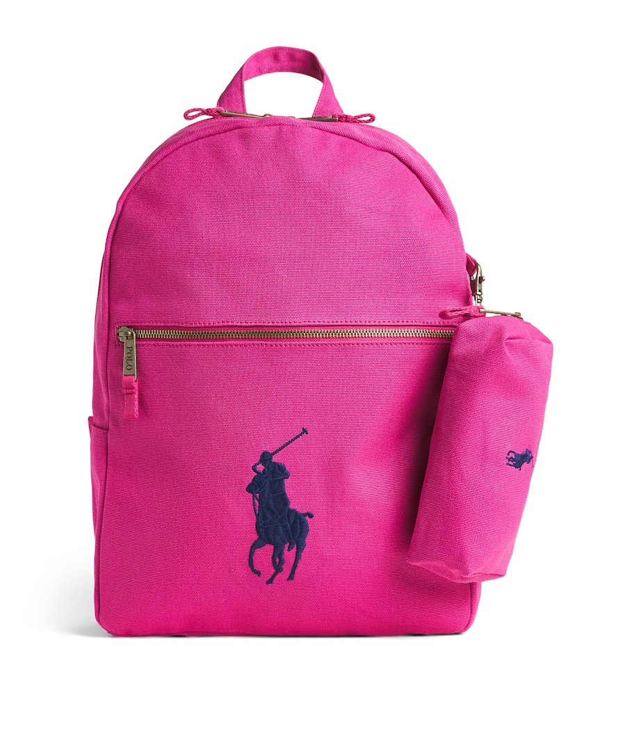 Ralph Lauren Kids Canvas Polo Pony Backpack Preppy Pink Image 1