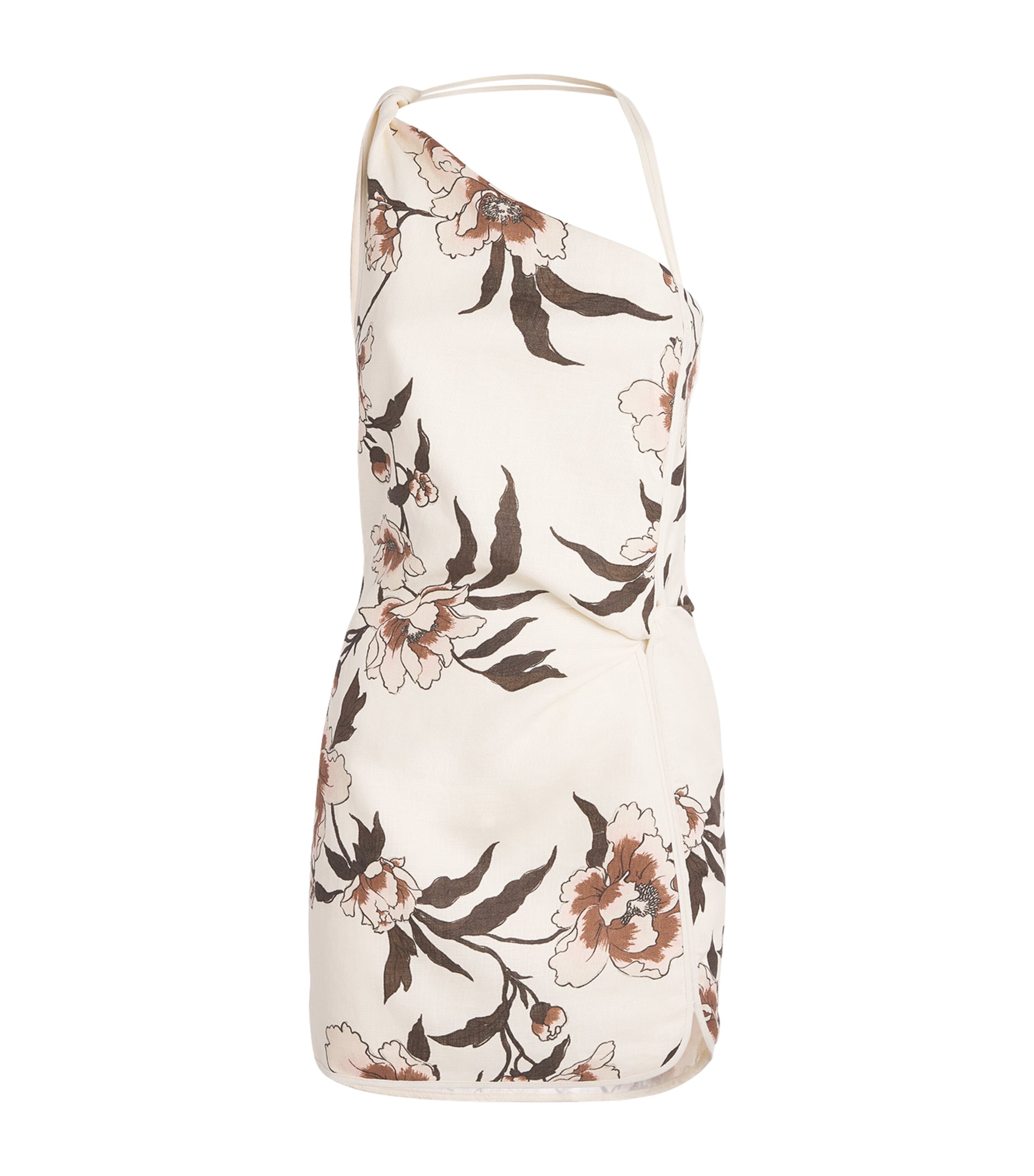 SIR. Womens Linen Asymmetric Peony Mini Dress Peony Floral Image 1