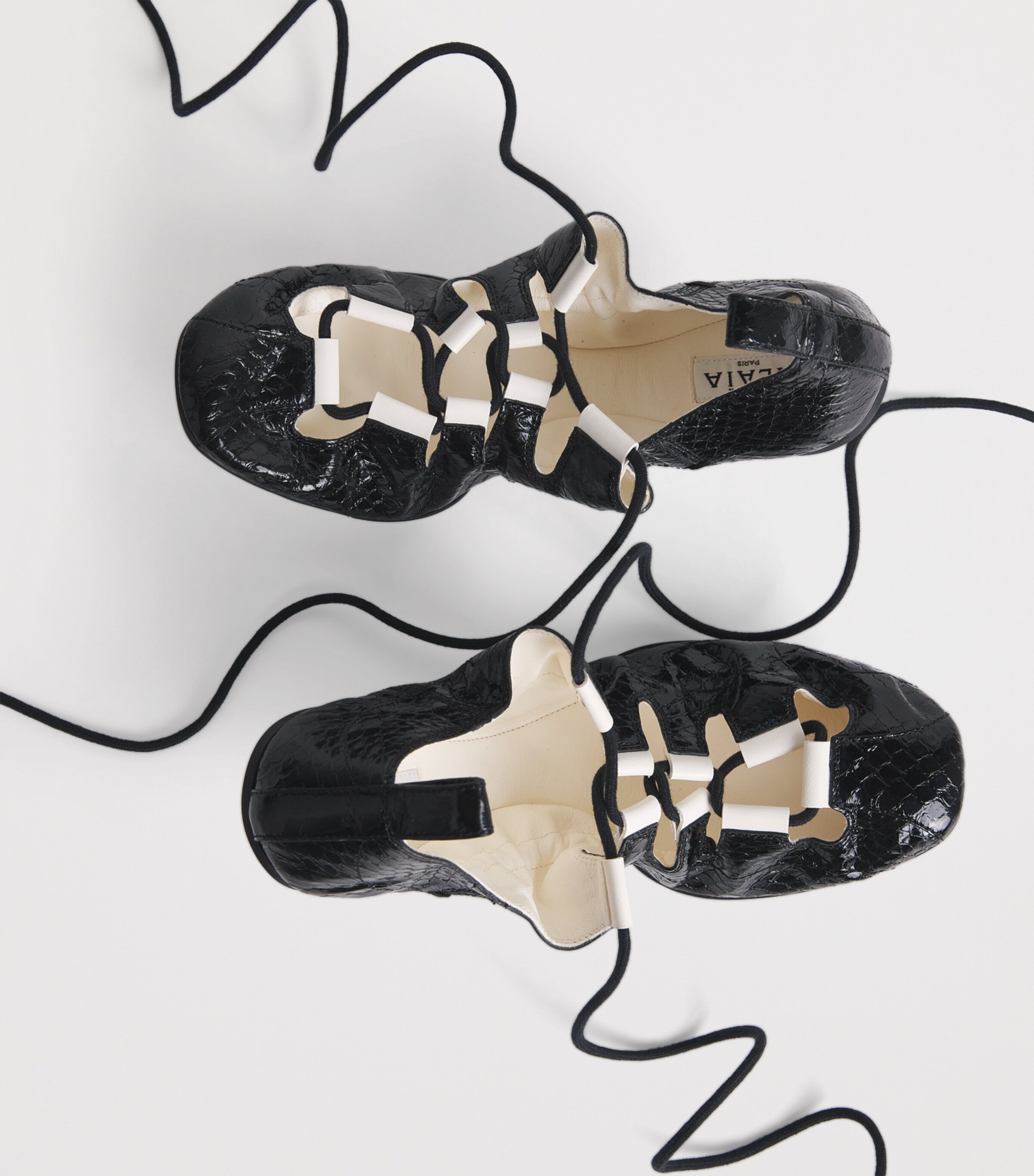 Alaïa Snakeskin Lace-Up Ballet Flats Noir Image 2