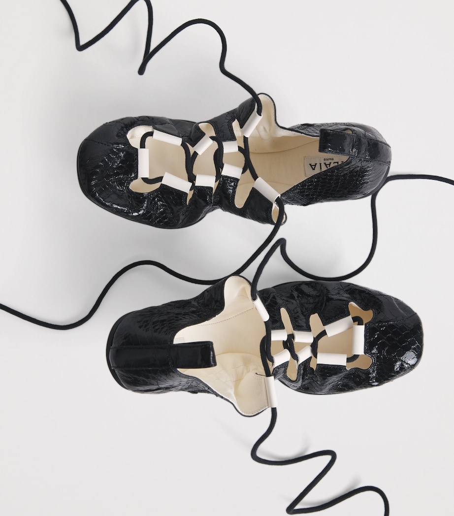Alaïa Snakeskin Lace-Up Ballet Flats Noir Image 2