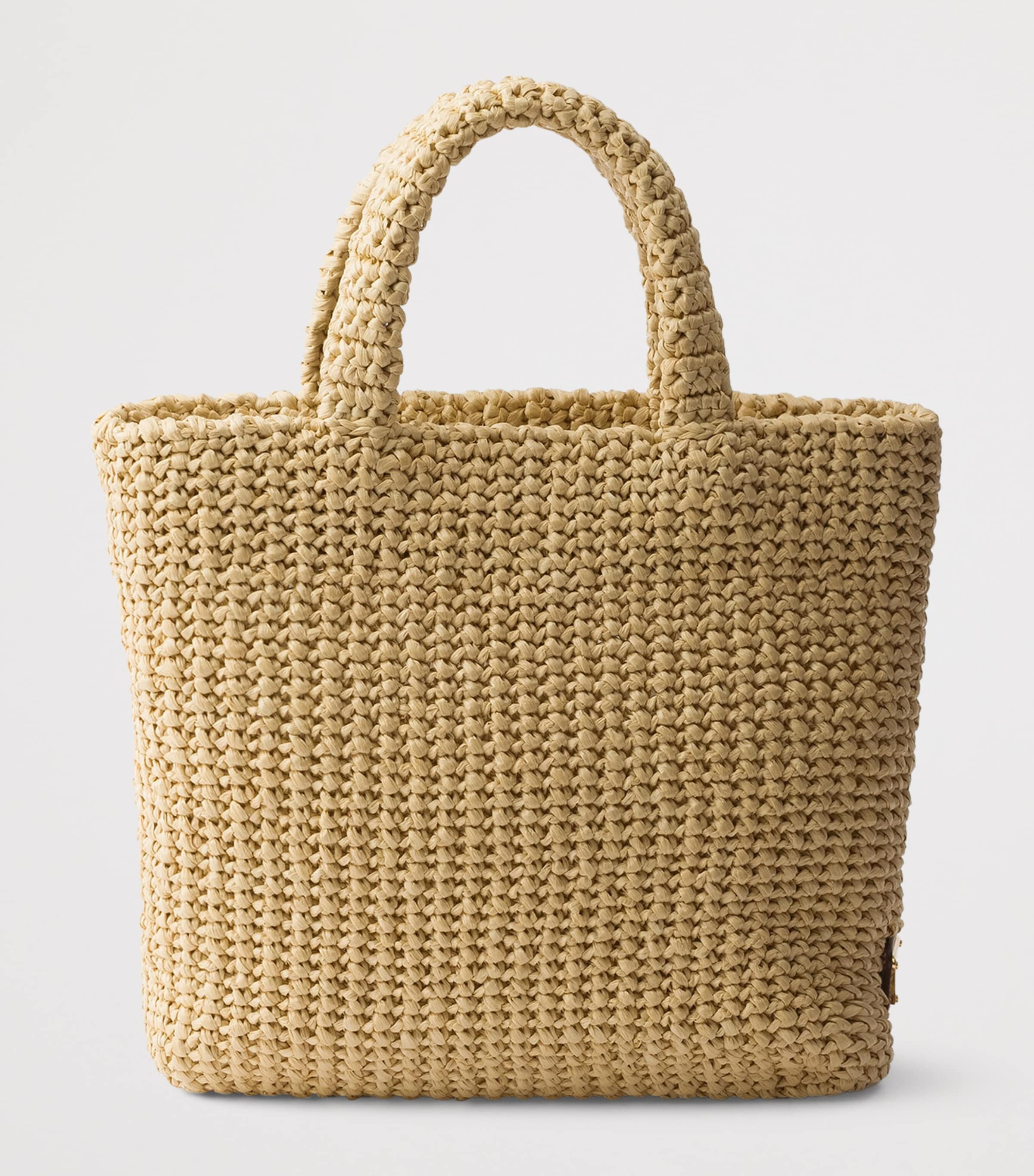 Prada Small Crochet Tote Bag Neutral Image 7