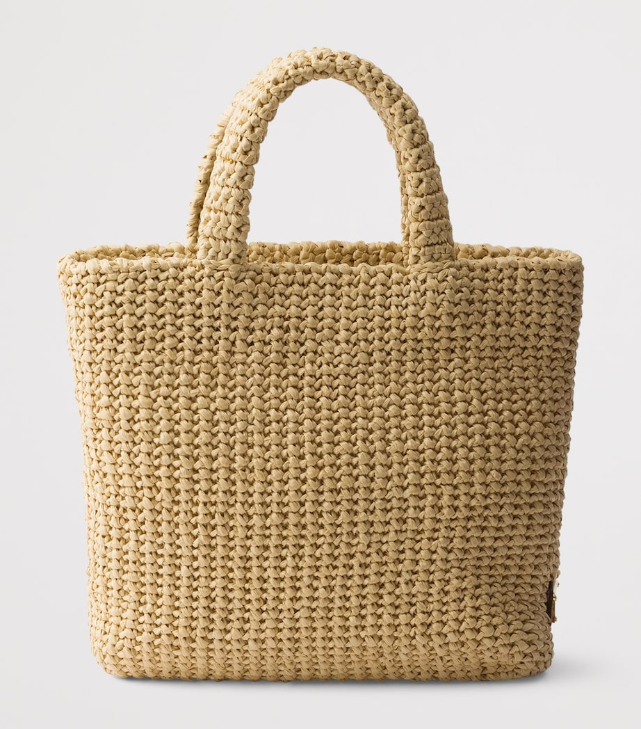 Prada Small Crochet Tote Bag Neutral Image 7