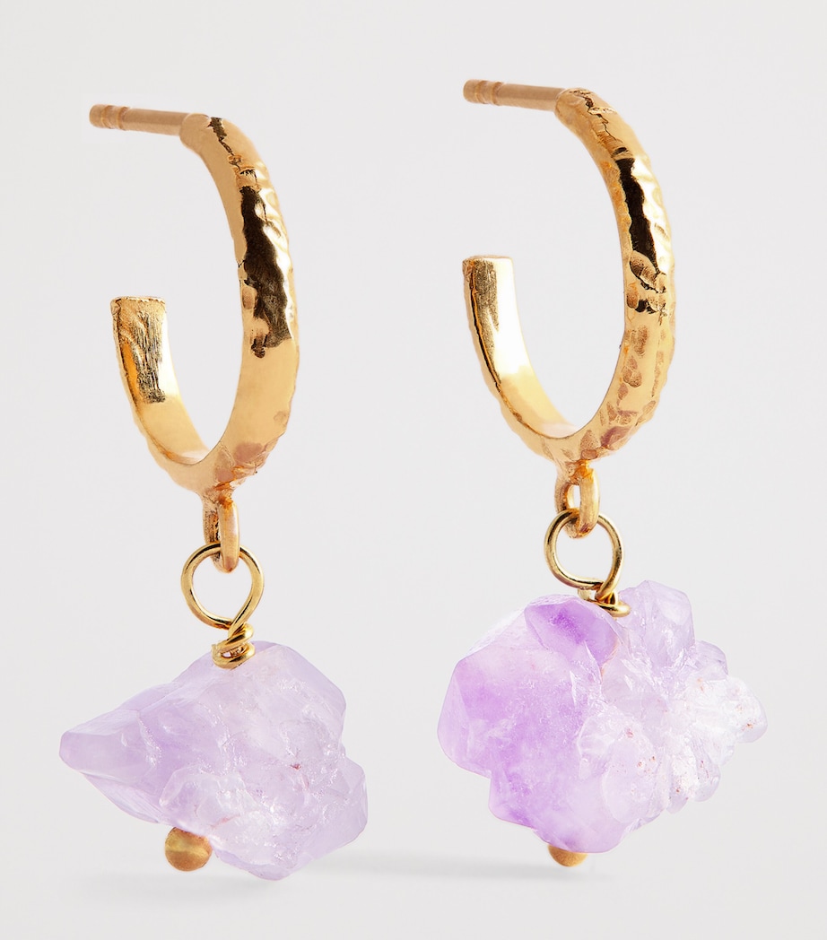 Gold-Plated and Amethyst Fystiki Hoop Earrings AMETHYST Image 3