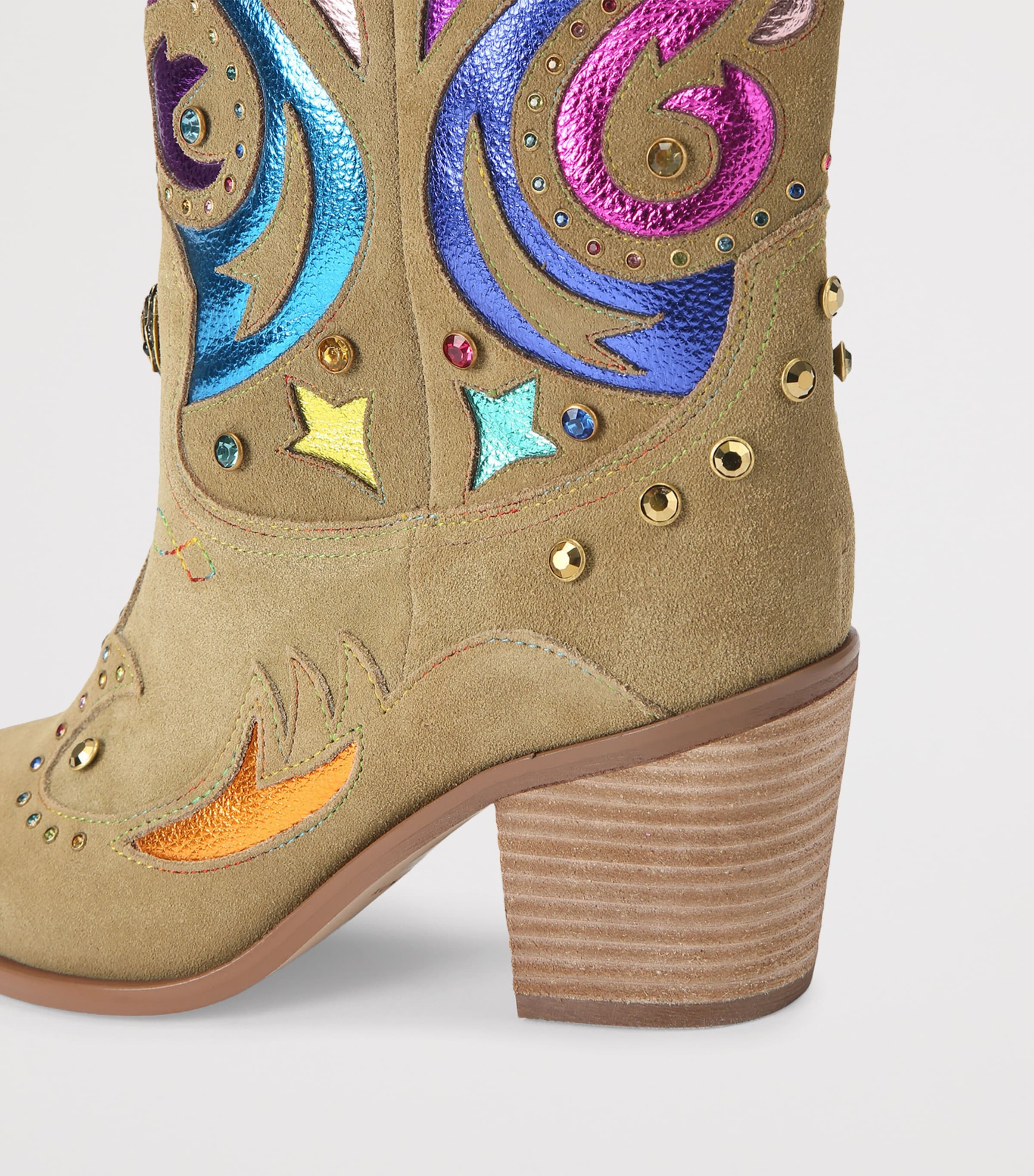 Kurt Geiger London Suede Kensington Cowboy Boots Camel/comb Image 2