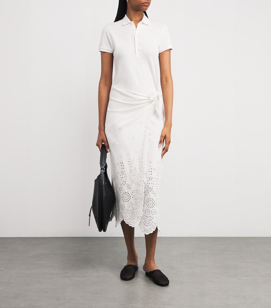 Broderie Anglaise Wrap Midi Dress WHITE Image 2