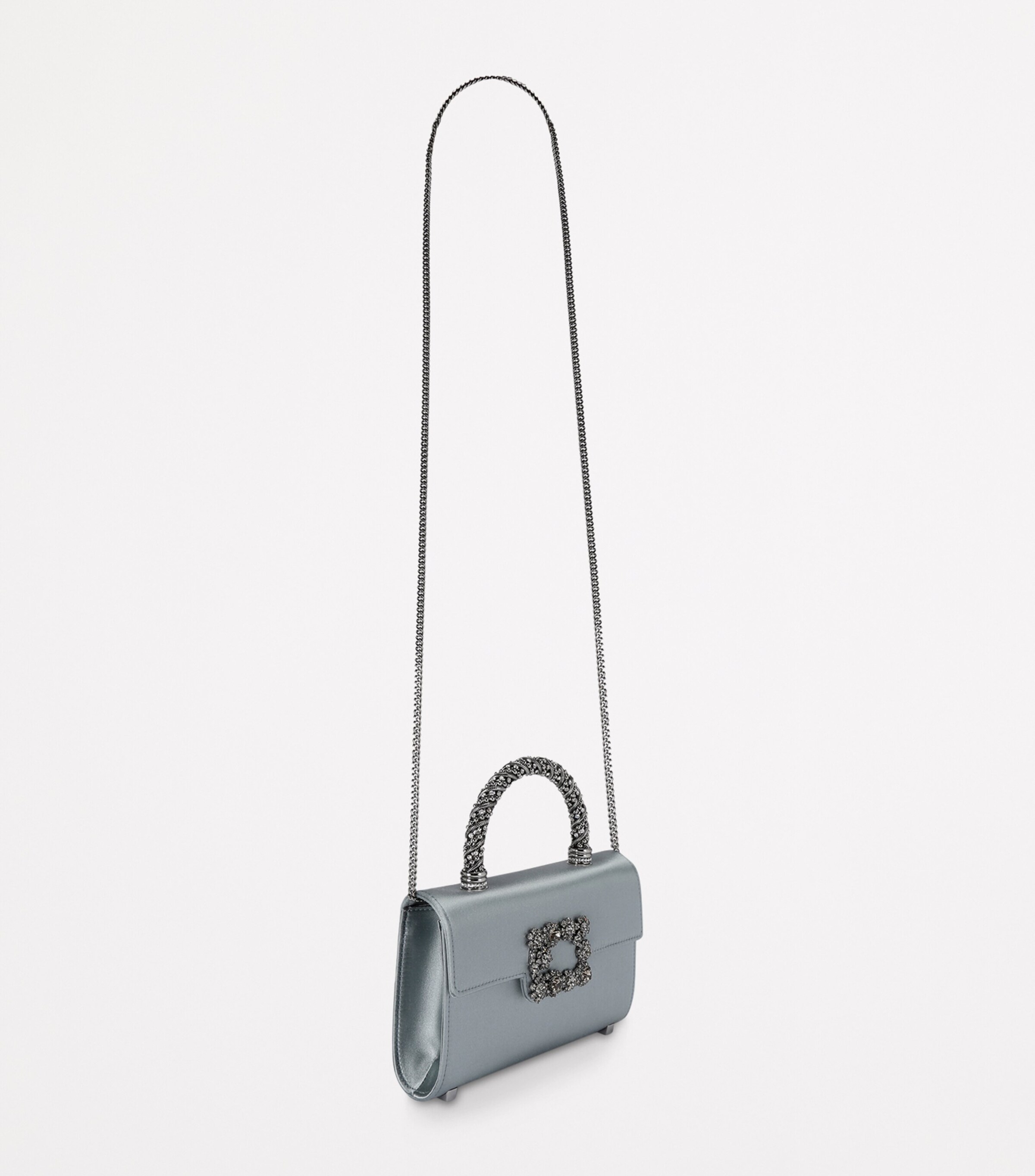 Roger Vivier Mini Satin Strass Top-Handle Bag Silver Image 4