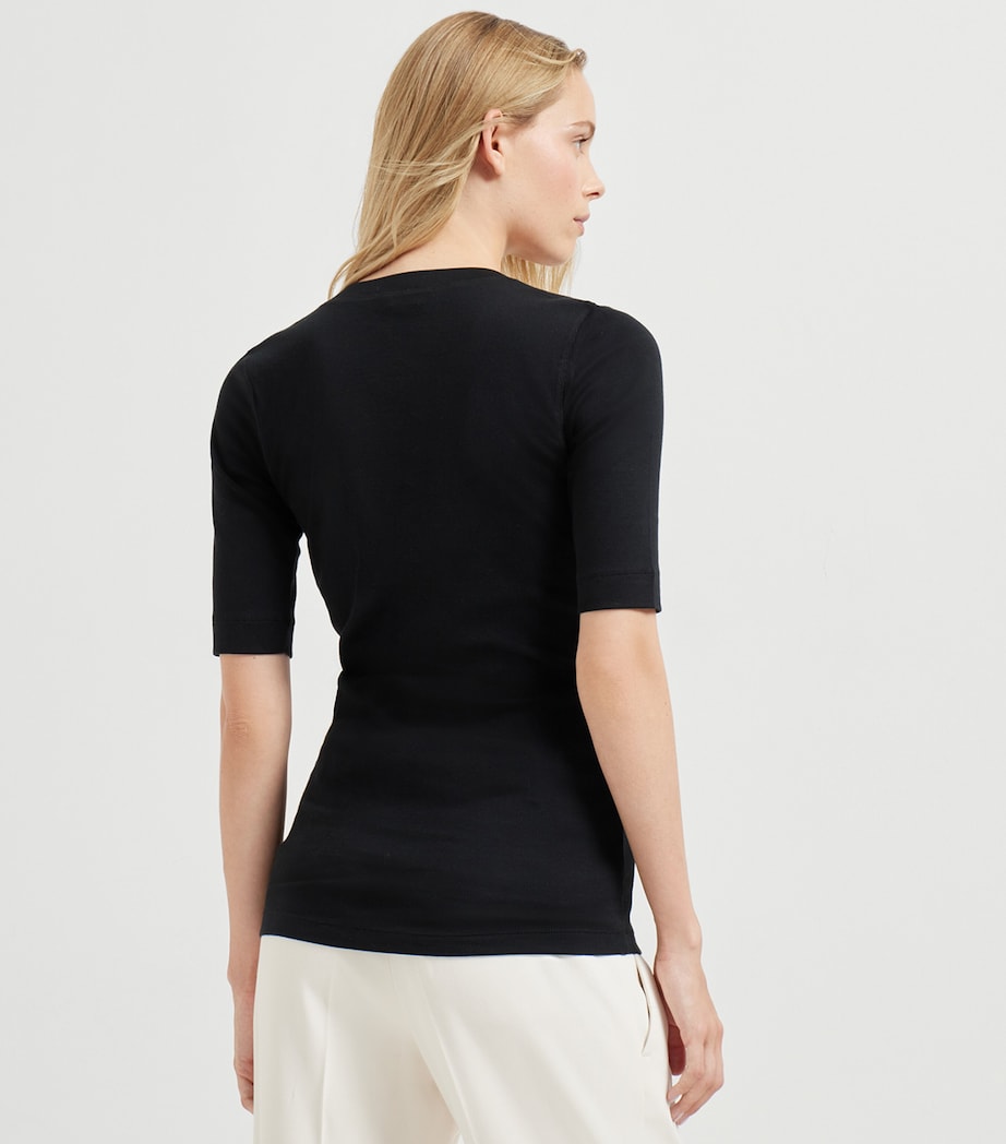 Stretch-Cotton Monili-Detail T-Shirt C101 Image 3