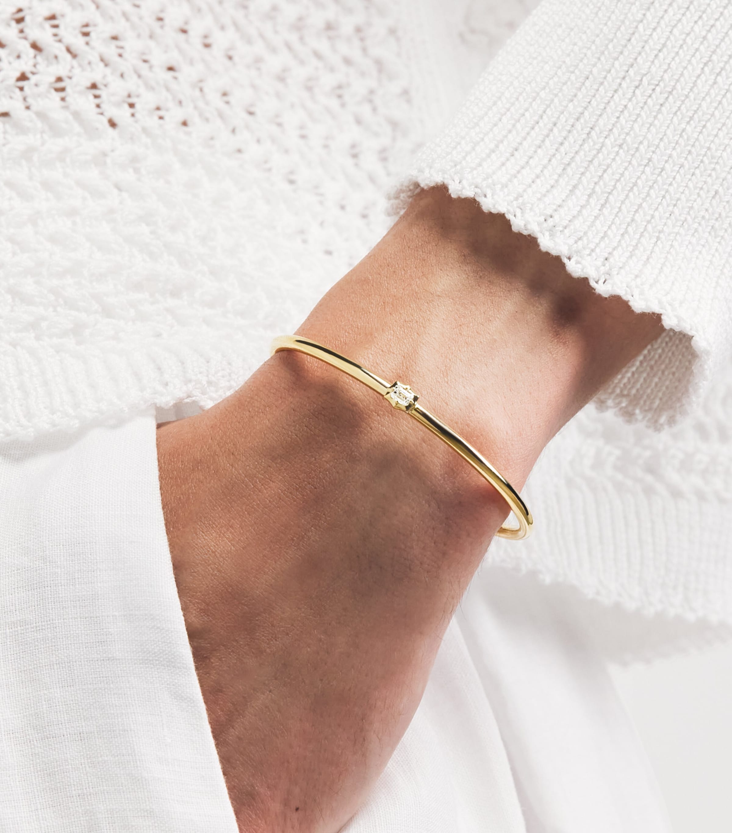 Jade Trau Yellow Gold and Diamond Vanguard Plié Bangle Yellow Gold Image 2