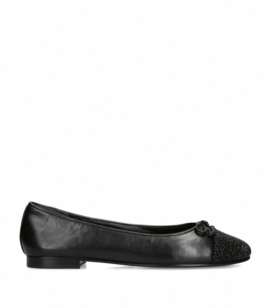 Leather Cap-Toe Ballet Flats BLACK Image 1