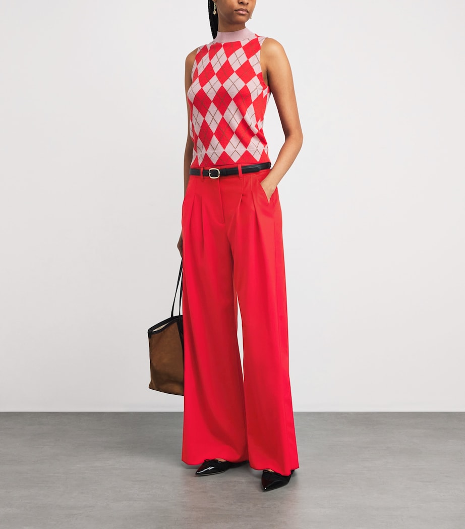 Wool Pleated Wide-Leg Trousers POPPY RED Image 2
