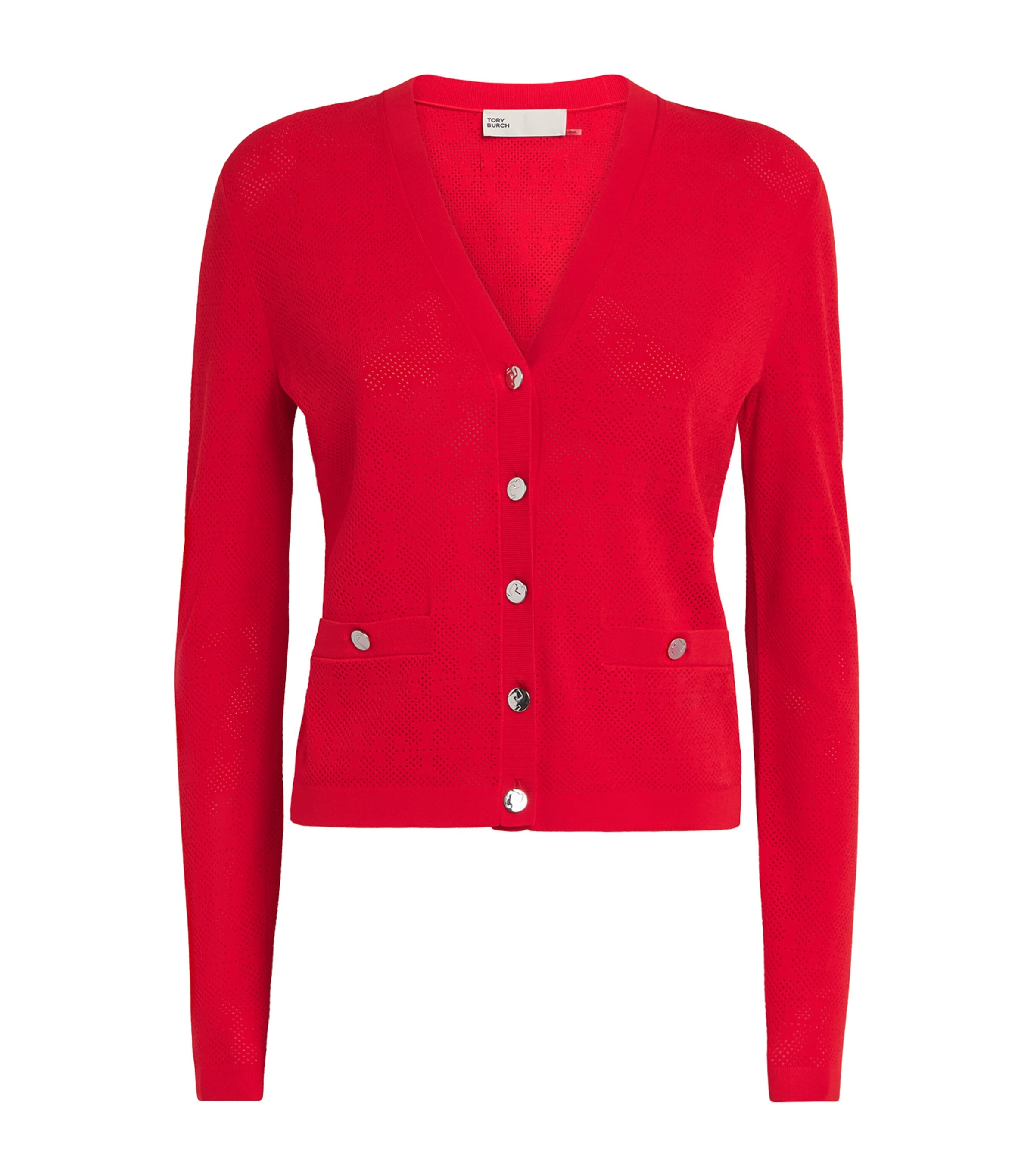 Monogram Pointelle Cardigan 603 BLAZING RED Image 1