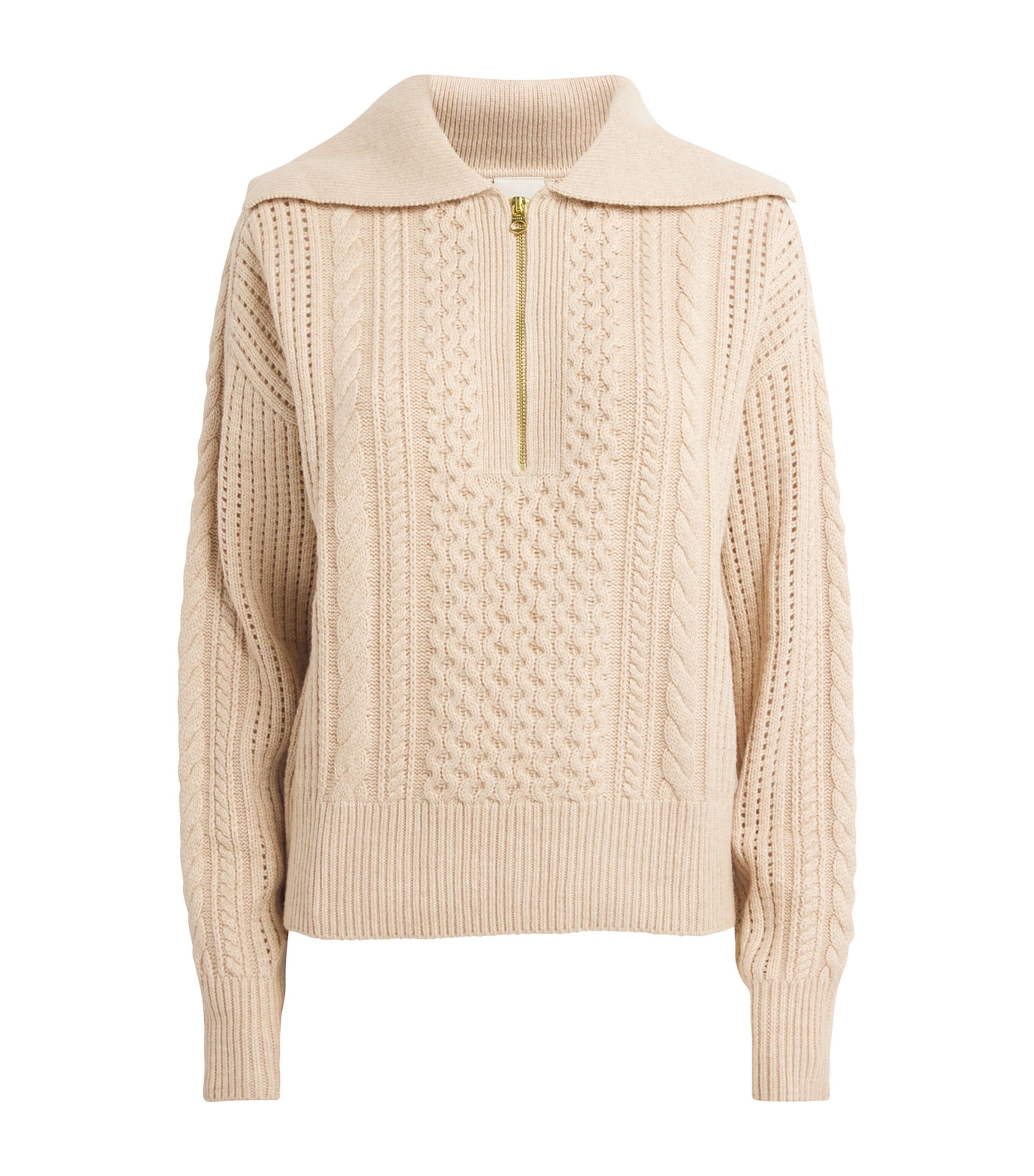 Varley Womens Cable-Knit Camello Sweater Parchment Image 1