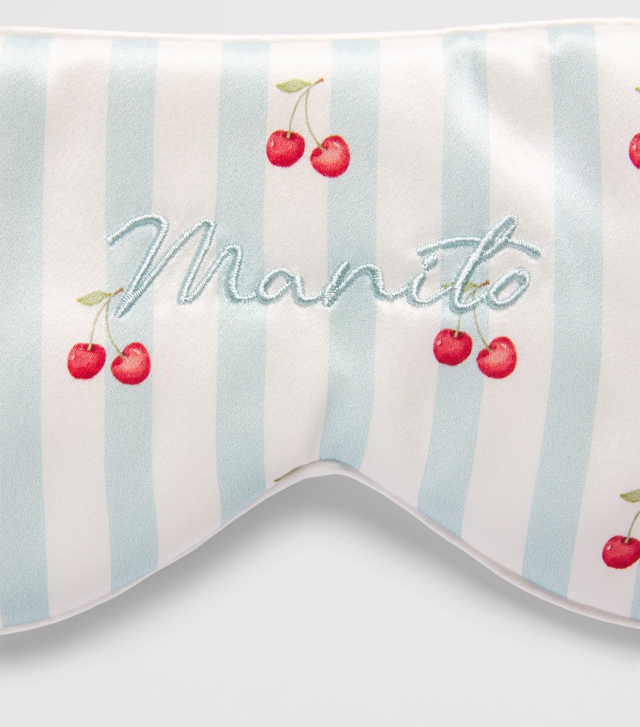 MANITO Womens Mulberry Silk Summer Fruits Eye Mask Cherry Blue Image 3