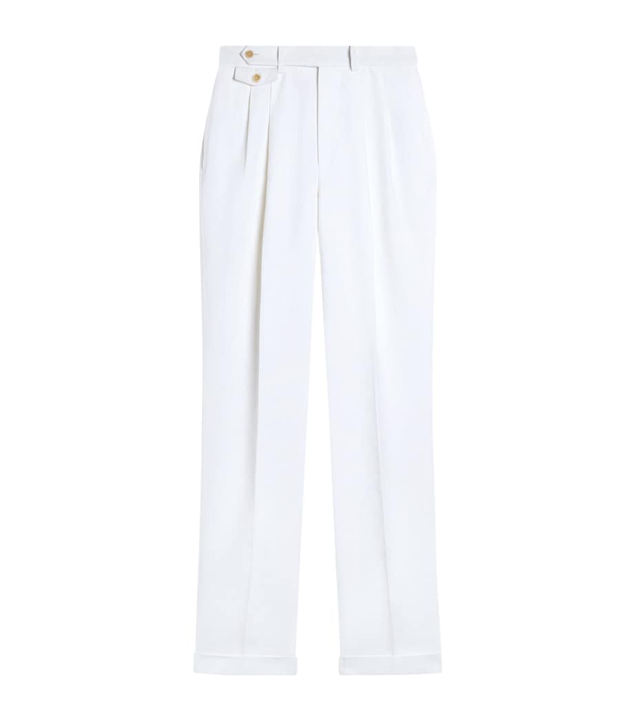 Dunhill Mens Linen Double-Pleated Formal Trousers Image 1