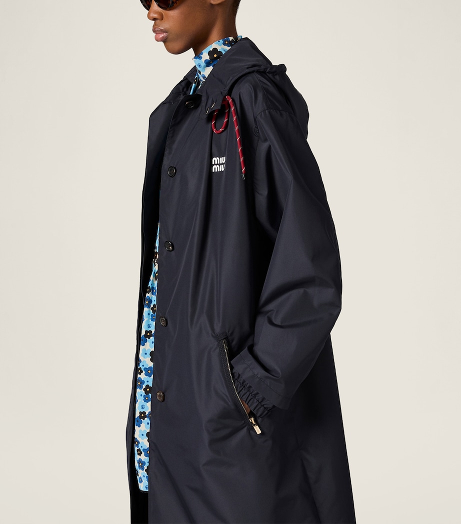 Miu Miu Womens Technical Hooded Coat Blue Image 5