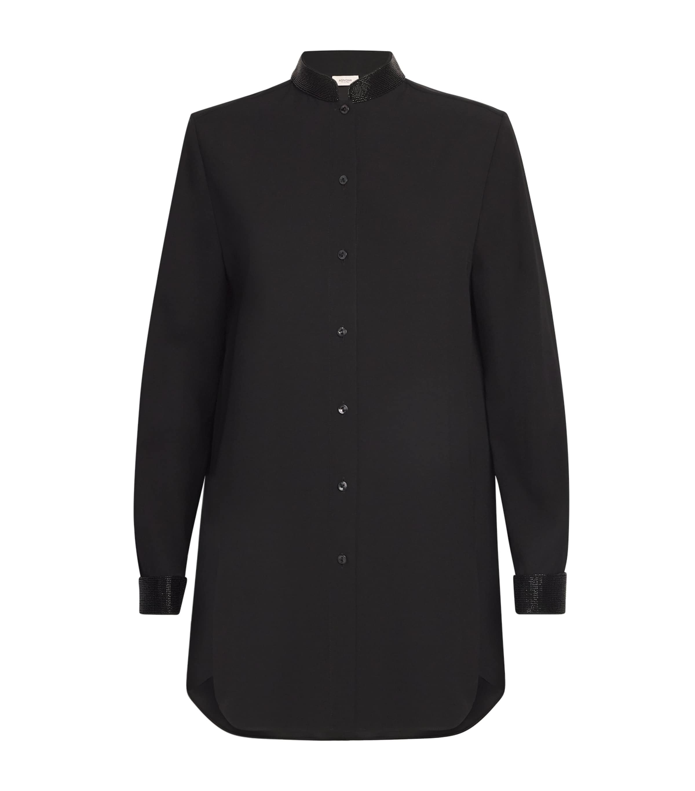 Shop Agnona Embroidered Shirt In Black