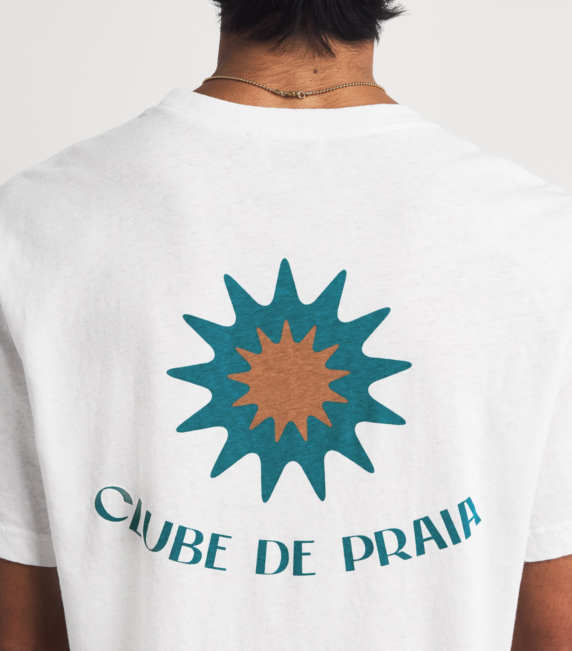 Frescobol Carioca Cotton-Linen Dinis T-Shirt Palm & Cream Image 3