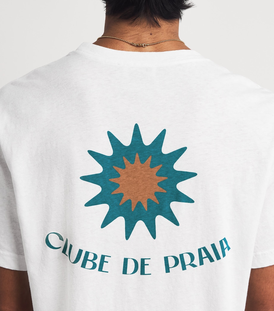 Frescobol Carioca Cotton-Linen Dinis T-Shirt Palm & Cream Image 3