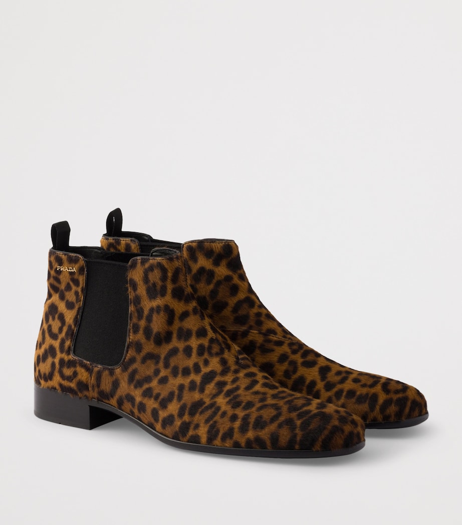Leather Leopard Print Chelsea Boots F0151 Image 2