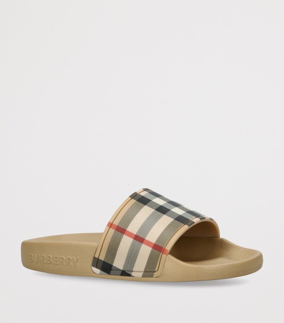 Burberry Kids Rubber Check Slides Yellow Image 3