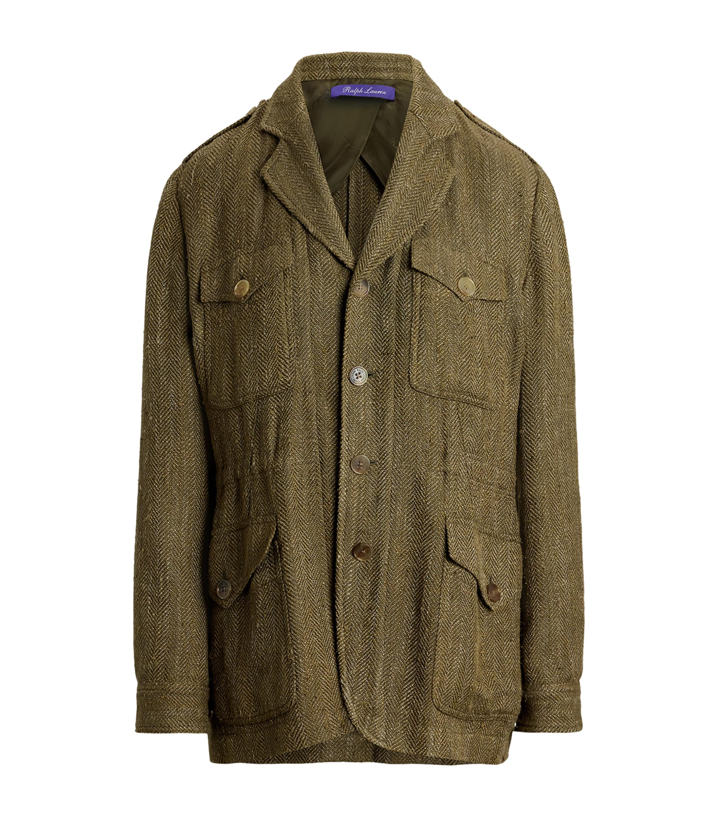 POLO RALPH LAUREN SILK-LINEN HERRINGBONE SCHMITT TWEED JACKET 
