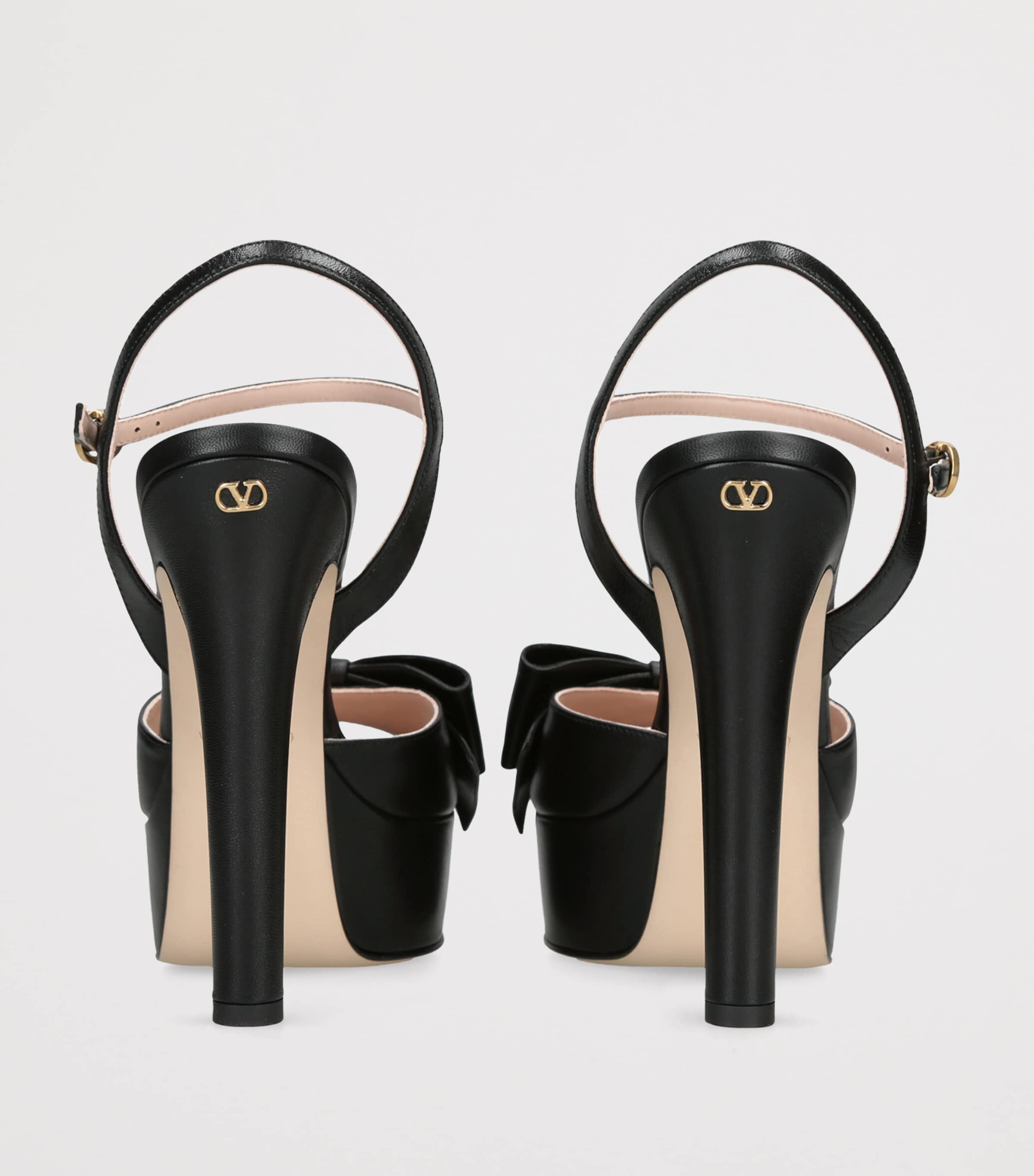 Valentino Garavani Leather Bow-Detail Bowow Platform Sandals 130 Black Image 2