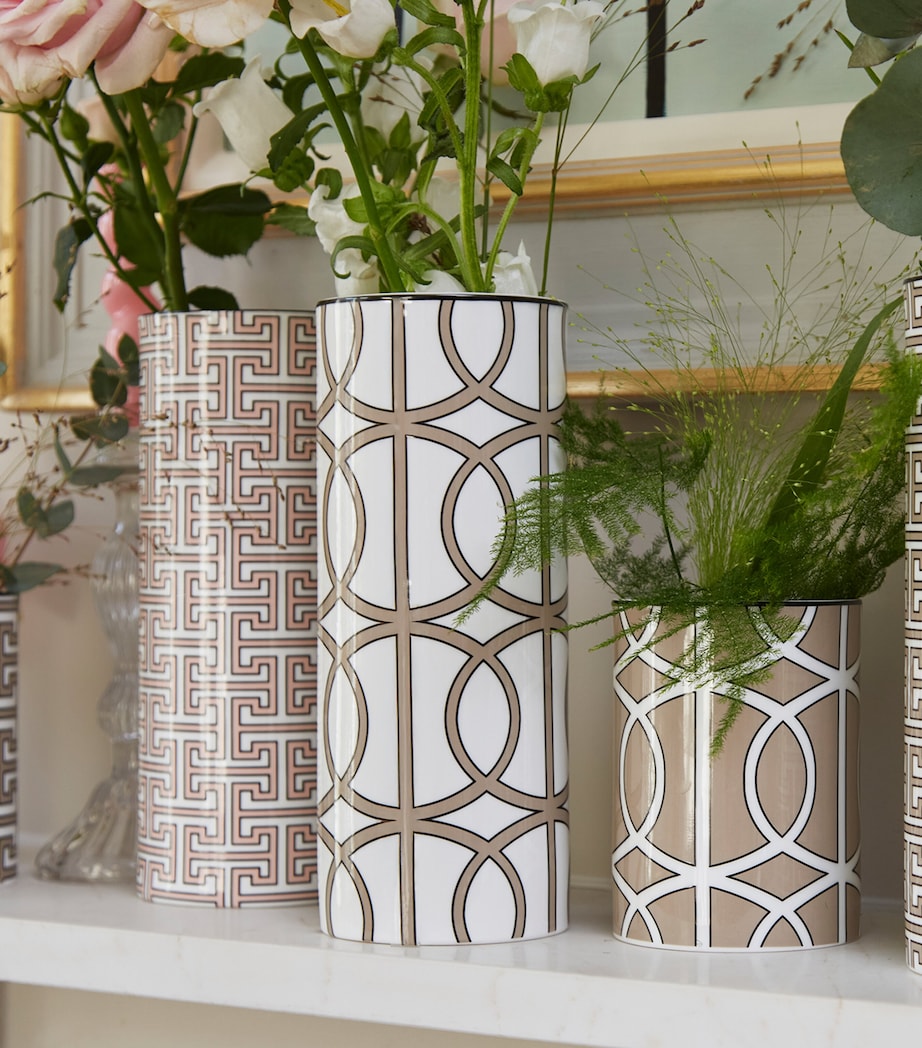 Tall Bone China Loop Vase (22.5cm) WHITE/TRUFFLE Image 2