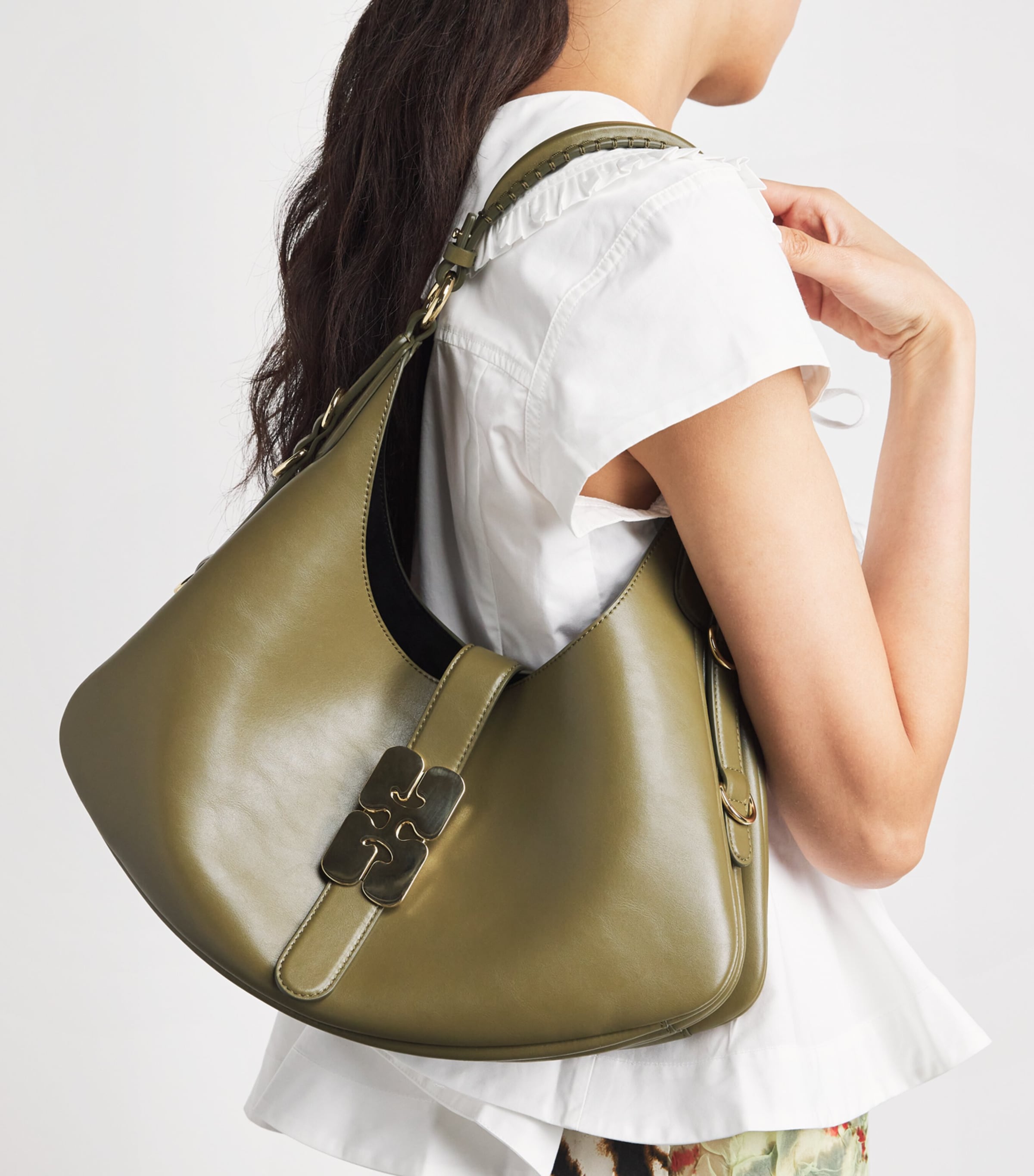 GANNI Womens Small Kat Shoulder Bag Military Olive Image 4