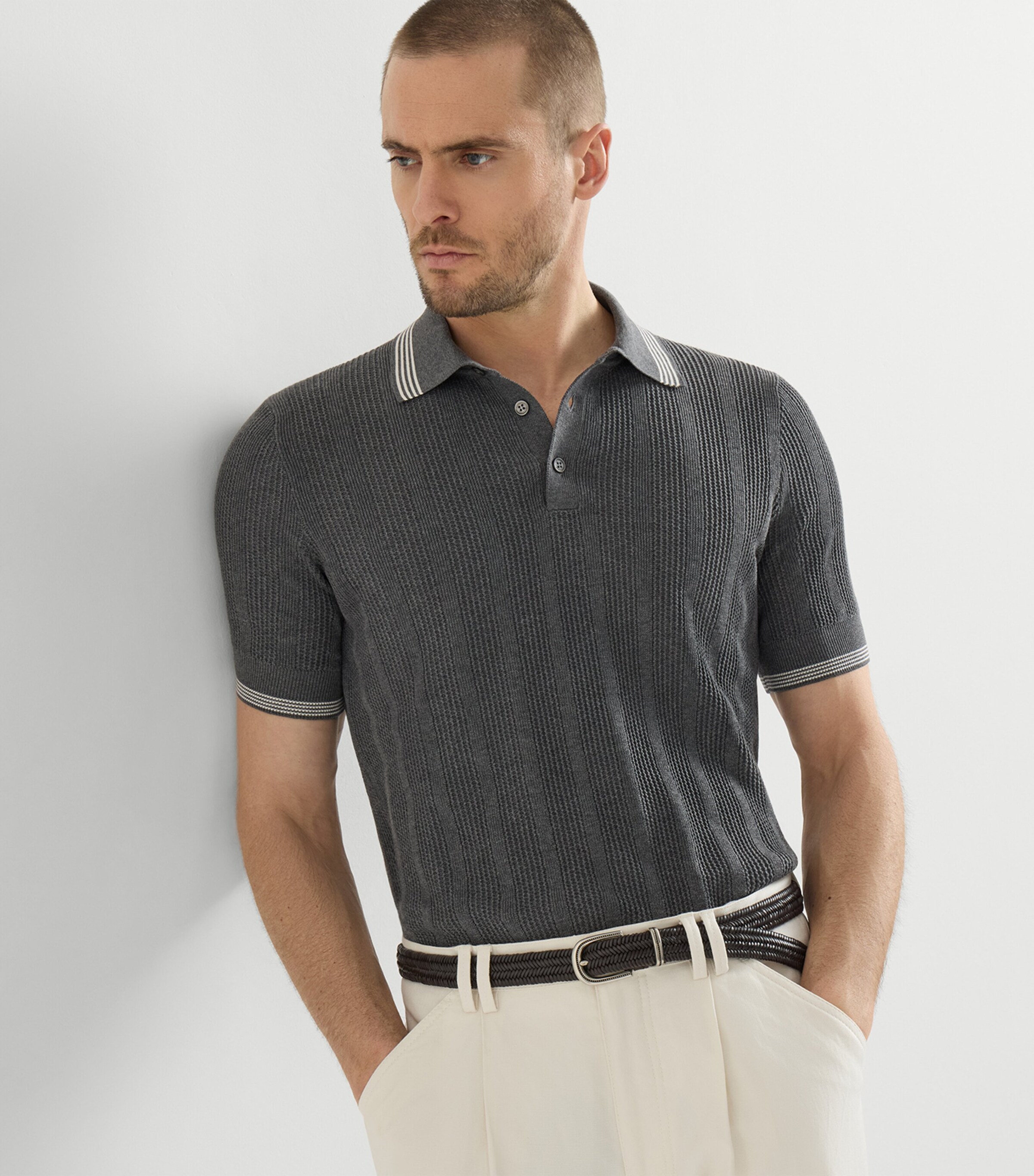Brunello Cucinelli Mens Cotton Polo Shirt Image 4