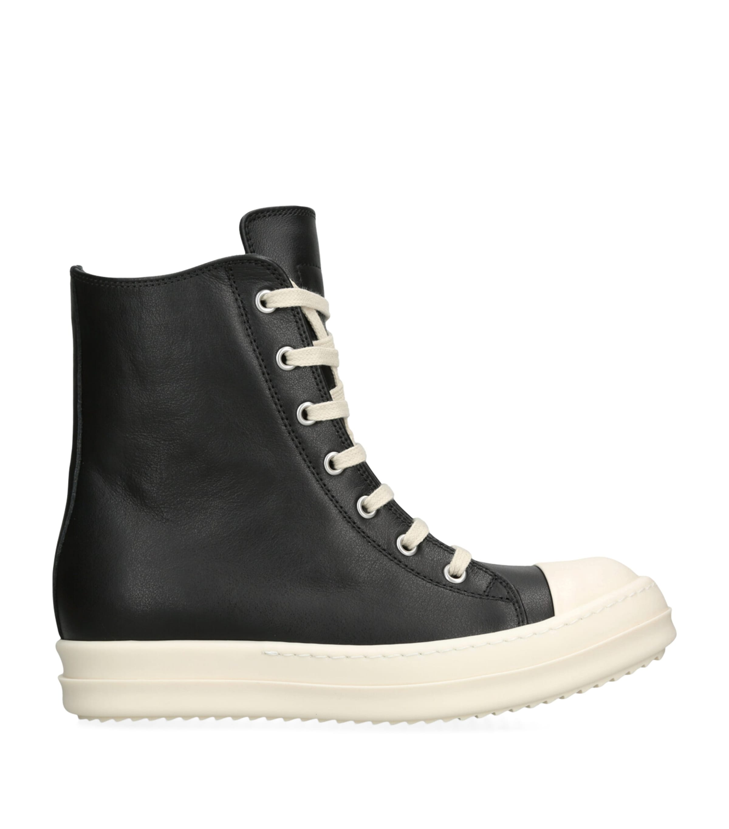 Shop Rick Owens Leather Porterville High-top Sneakers
