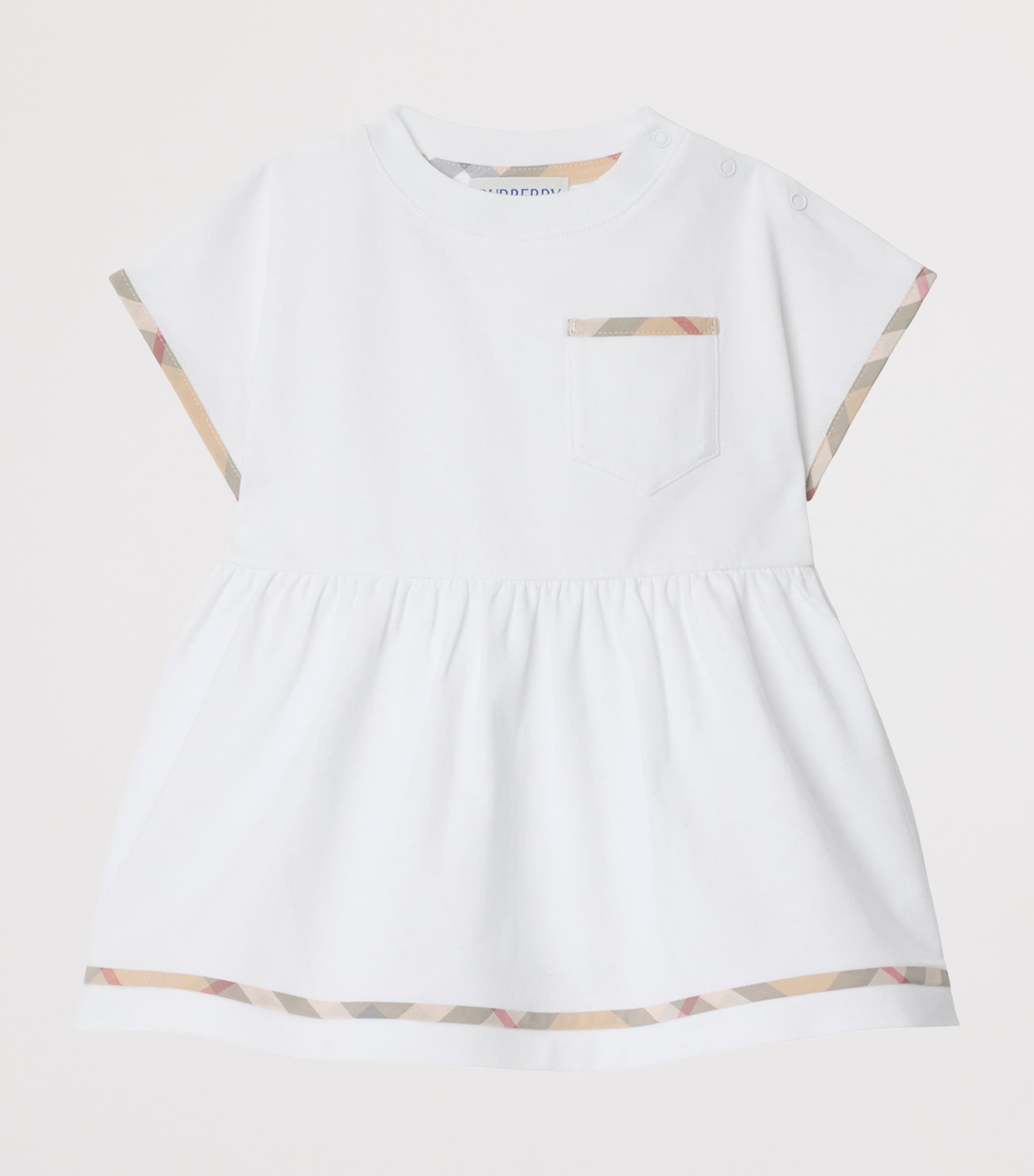 Burberry Kids Cotton Check-Trim Dress and Bloomers Set (1-18 Months) White Image 3