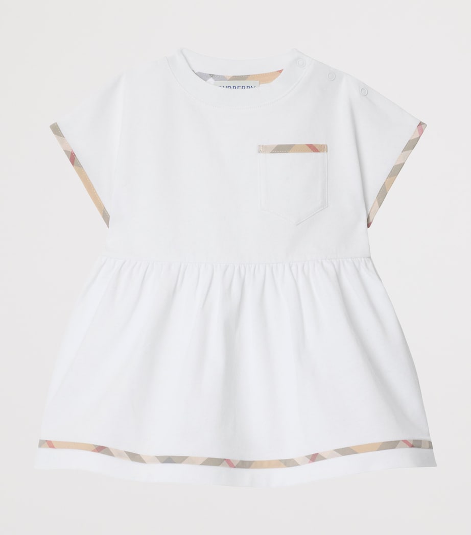 Burberry Kids Cotton Check-Trim Dress and Bloomers Set (1-18 Months) White Image 3