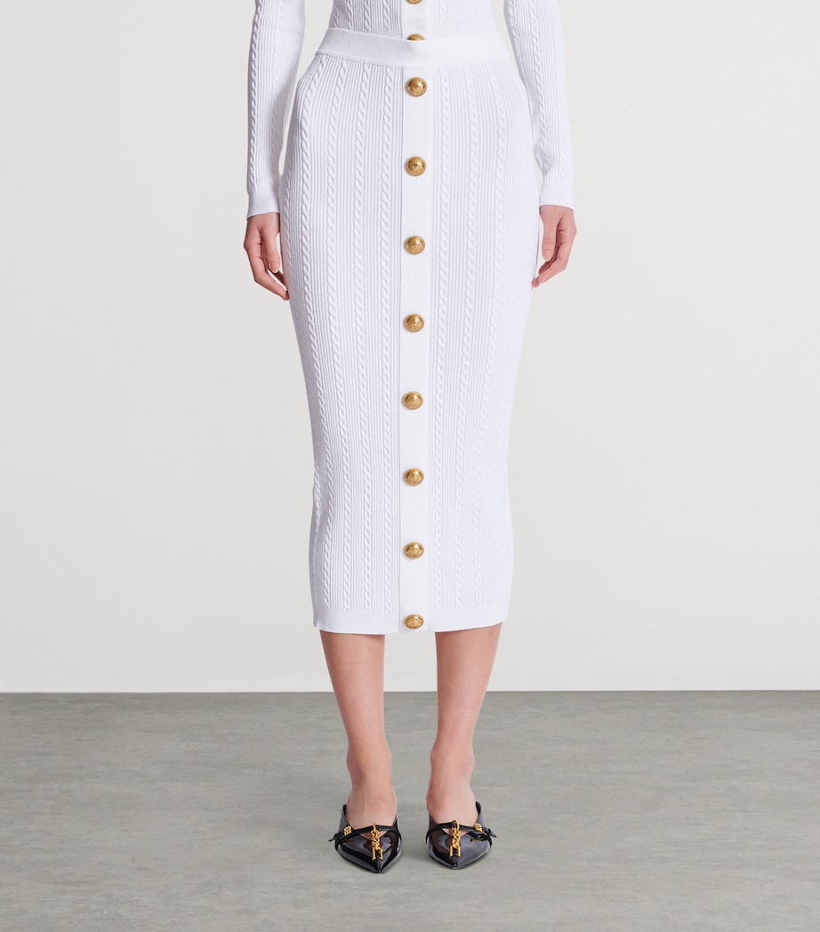 Cable-Knit Midi Skirt 0FA BLANC Image 7