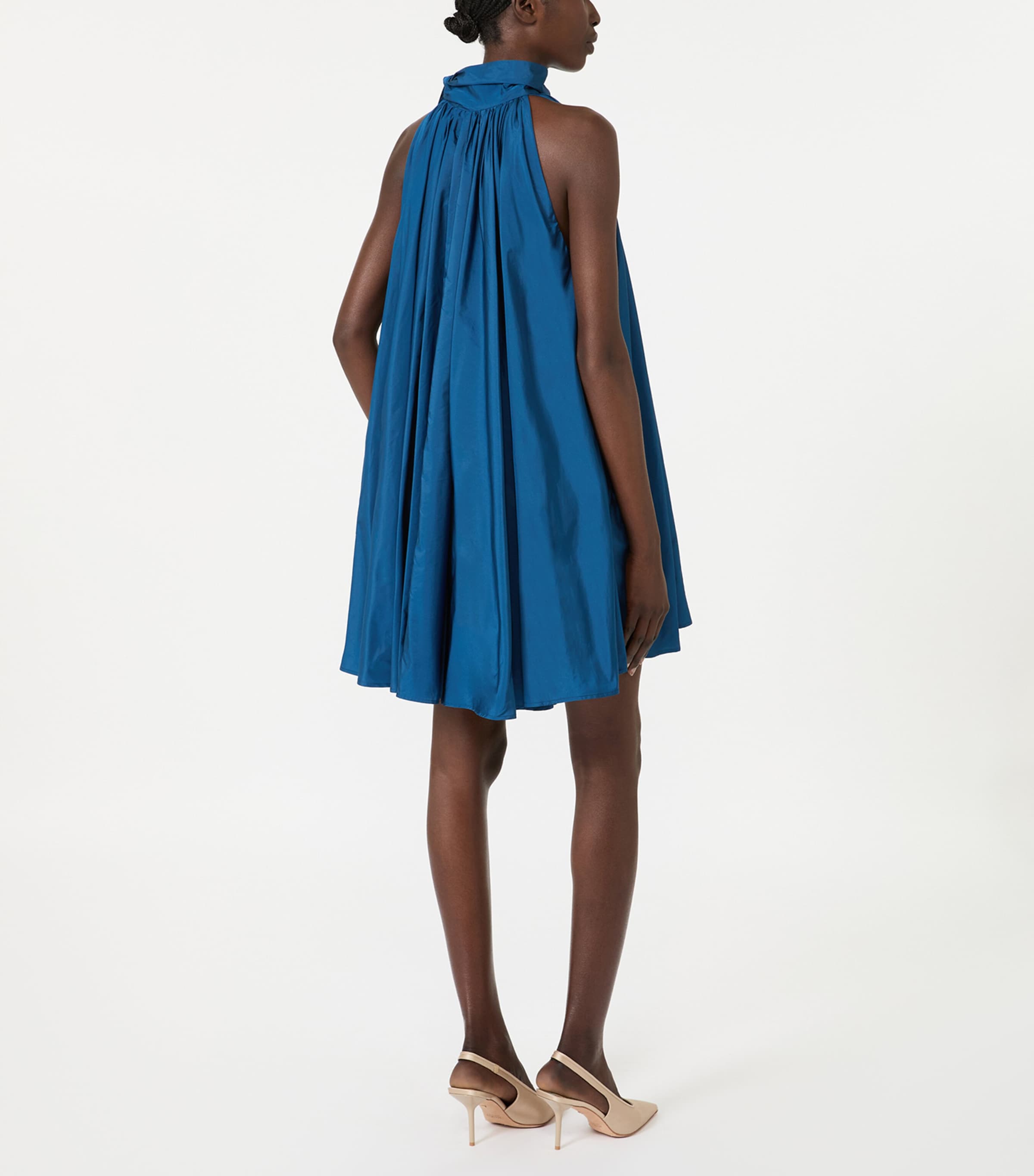 Max Mara Womens Satin Scarf Neck Mini Dress Navy Image 4