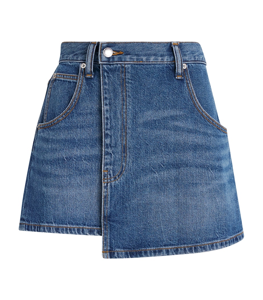 Denim Asymmetric Wrap Skirt 401 DEEP BLUE Image 1