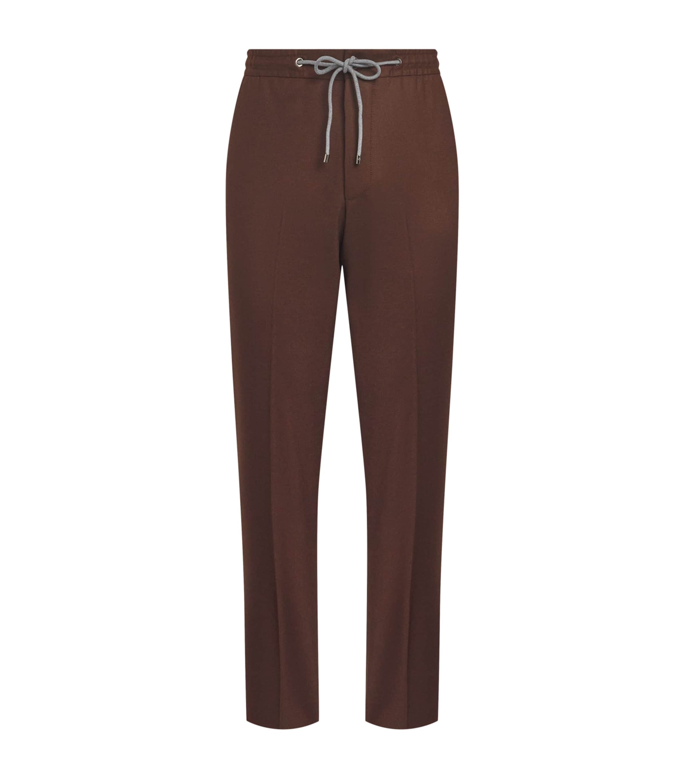 Corneliani Mens Virgin Wool-Blend Slim Tailored Trousers Brick Brown Image 1