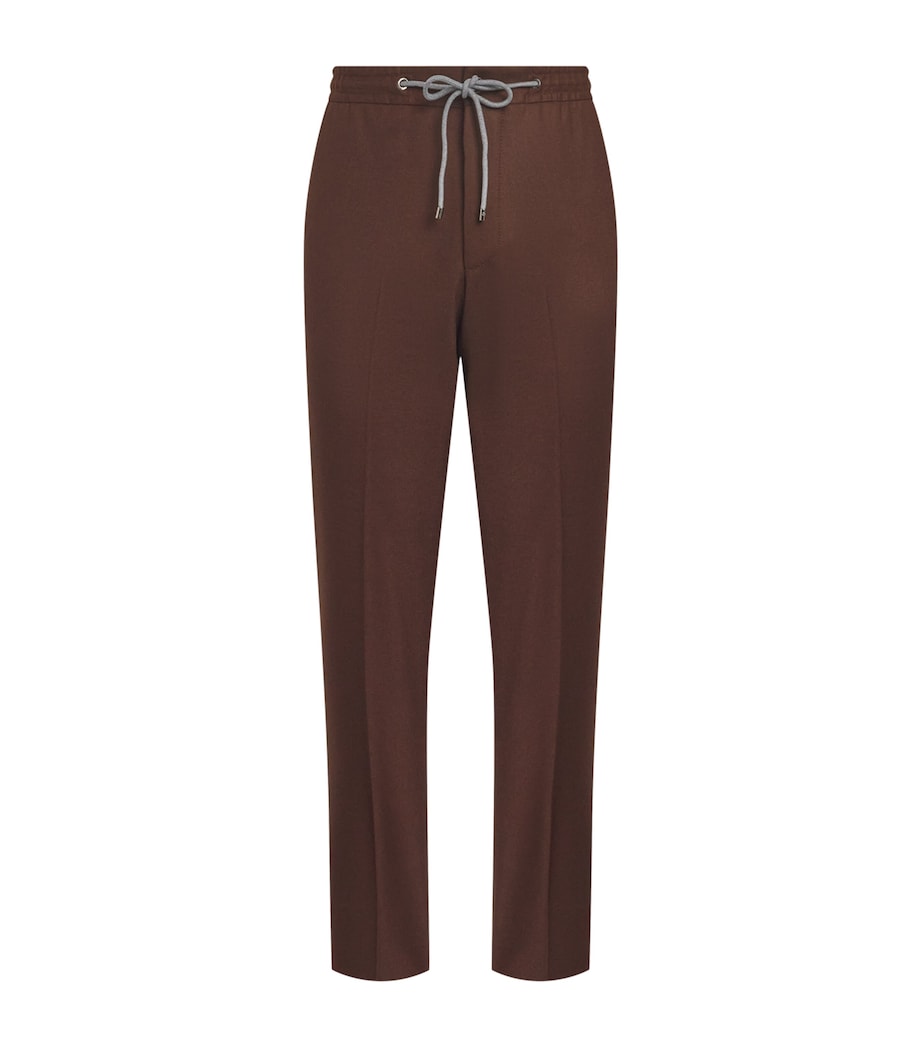 Corneliani Mens Virgin Wool-Blend Slim Tailored Trousers Brick Brown Image 1