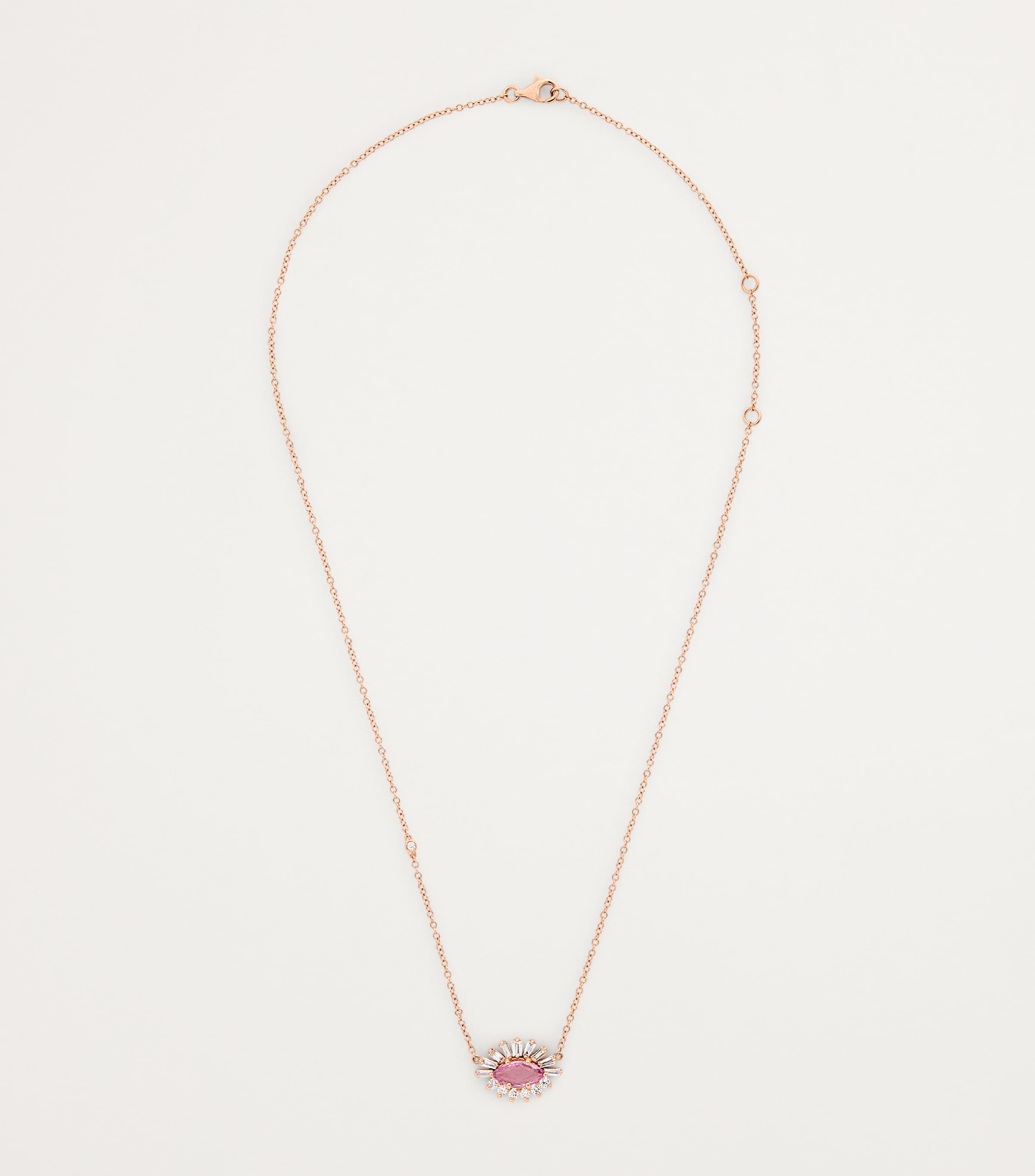 SHAY Rose Gold, Diamond and Pink Sapphire Evil Eye Necklace Rose Gold Image 3