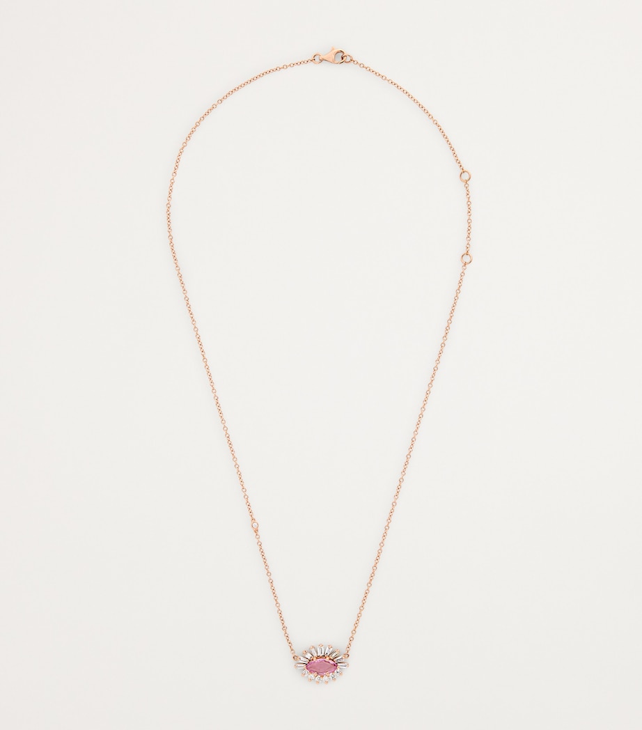 Rose Gold, Diamond and Pink Sapphire Evil Eye Necklace ROSE GOLD Image 3
