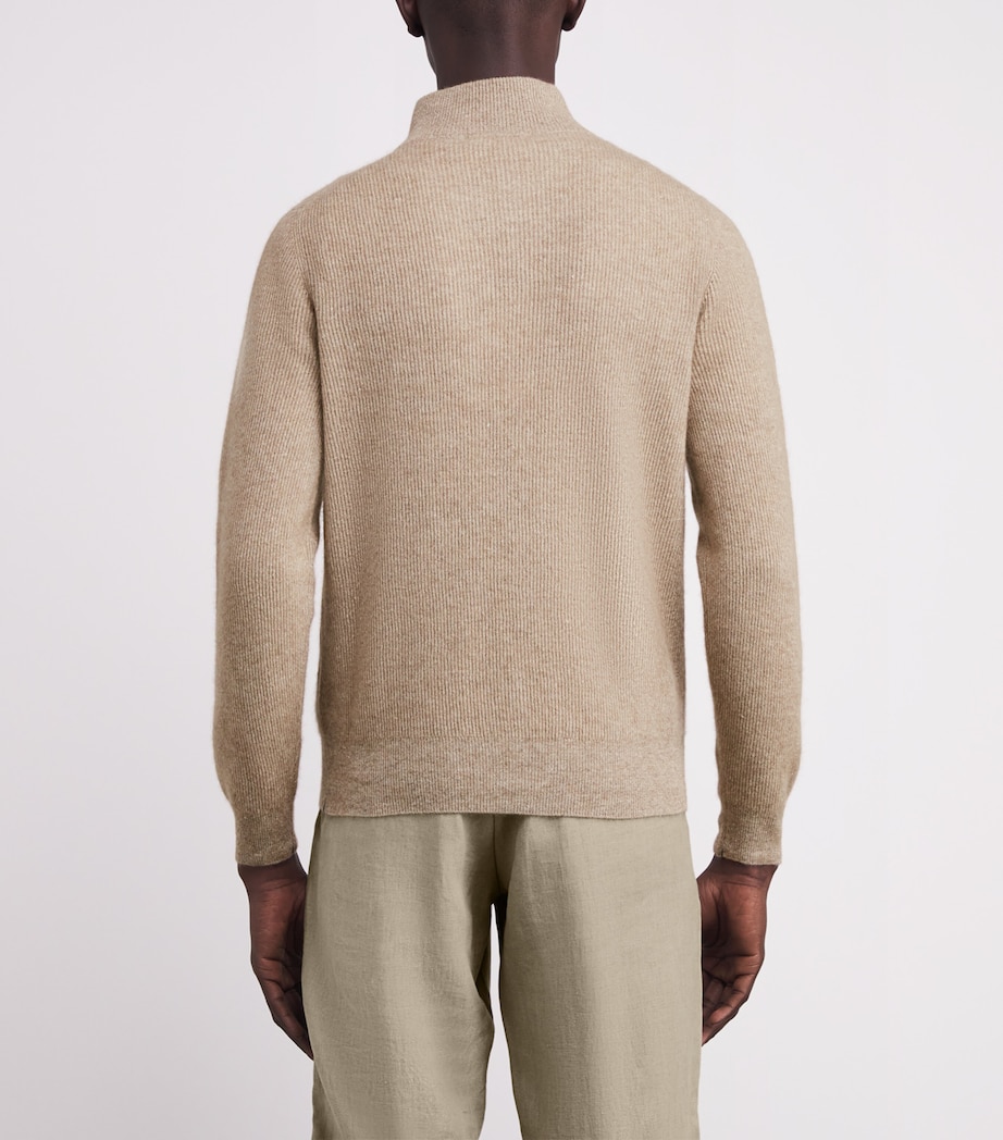 Cashmere-Linen Zip-Up Cardigan C.4-NATURALE Image 4
