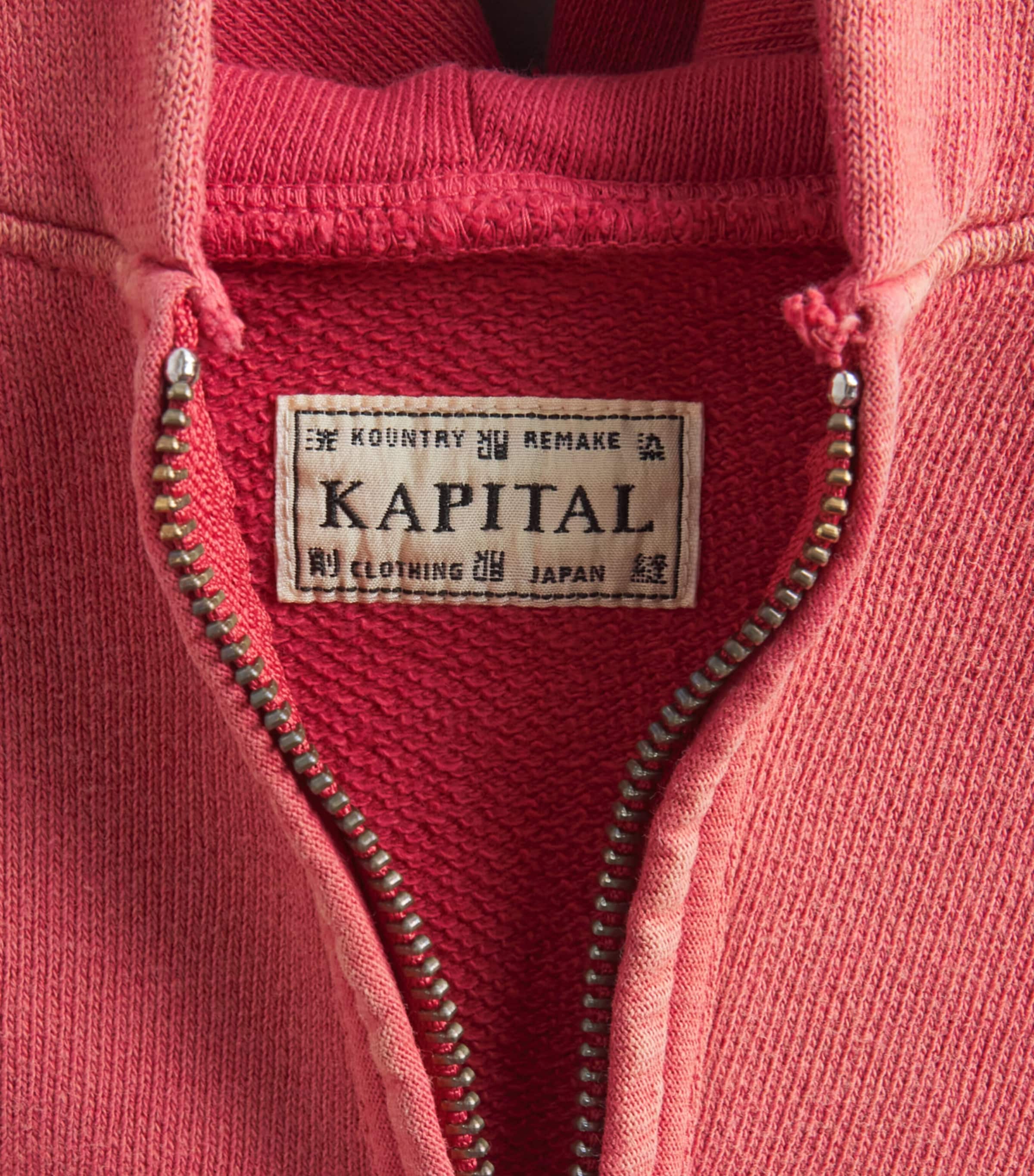 Kapital Mens Cotton Gym Parka Zip-Up Hoodie Red Image 6