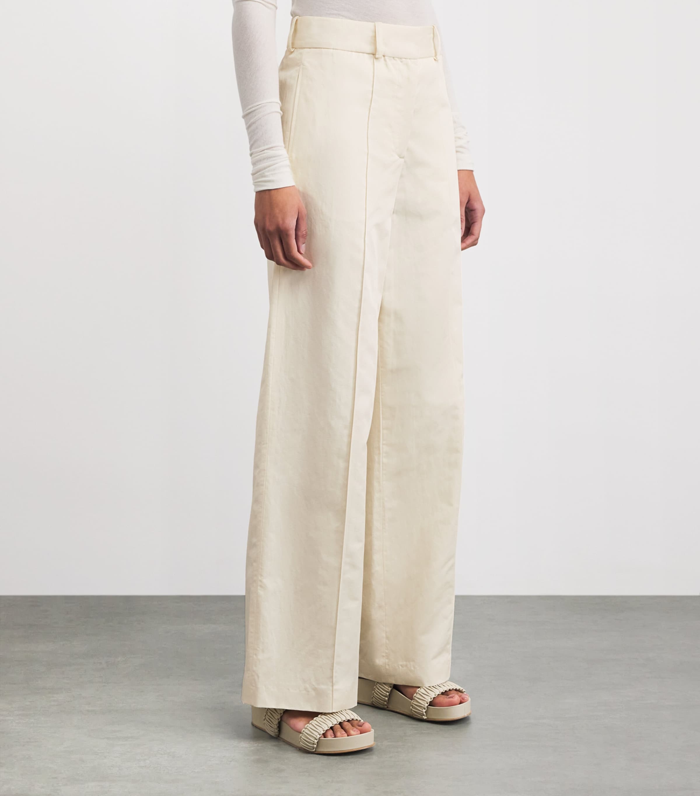 Joseph Womens Cotton-Linen Jnane Trousers Marble Image 3