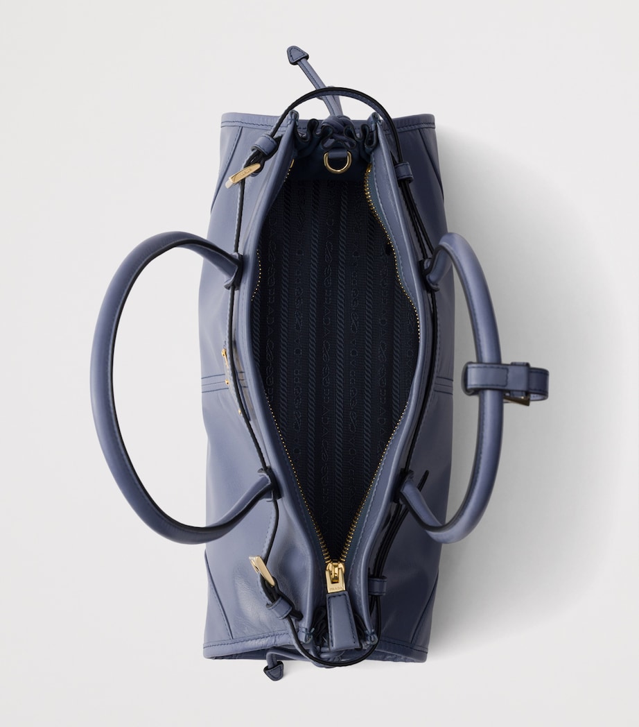 Prada Medium Leather Bonnie Top-Handle Bag Blue Image 4