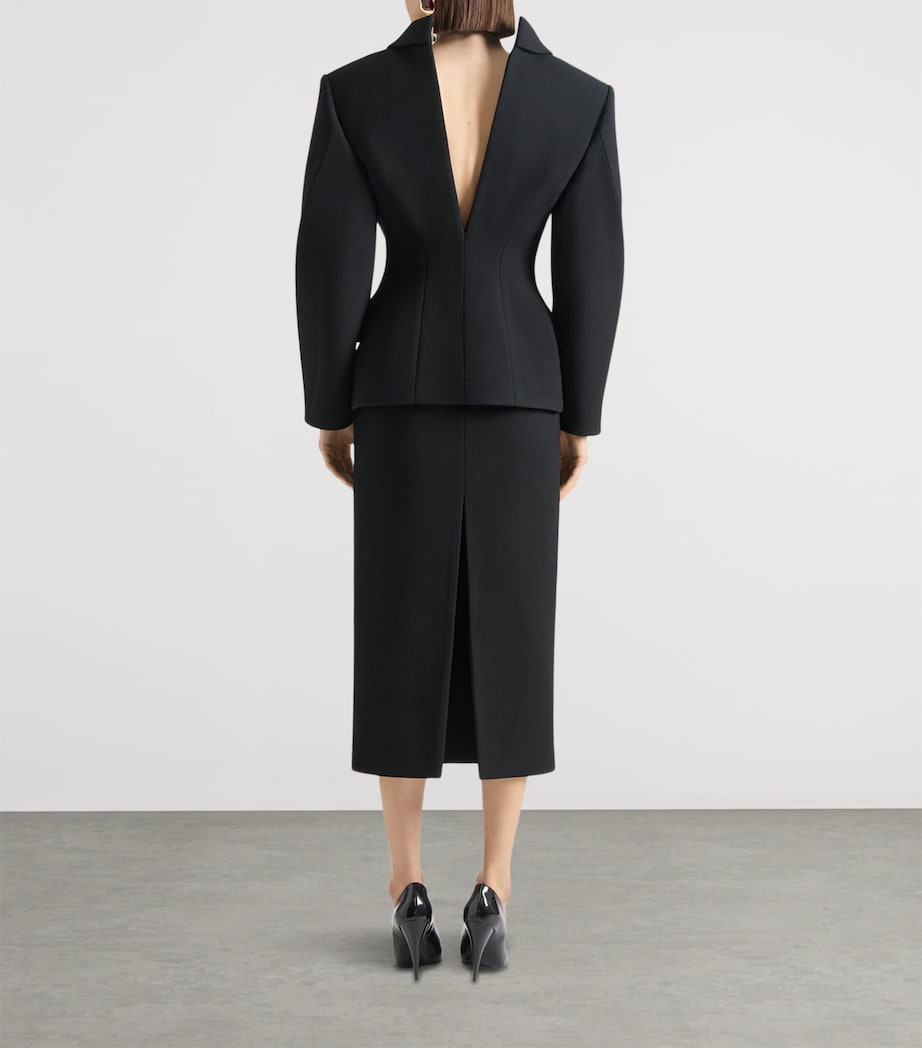 Wool-Blend Midi Pencil Skirt BLACK Image 2