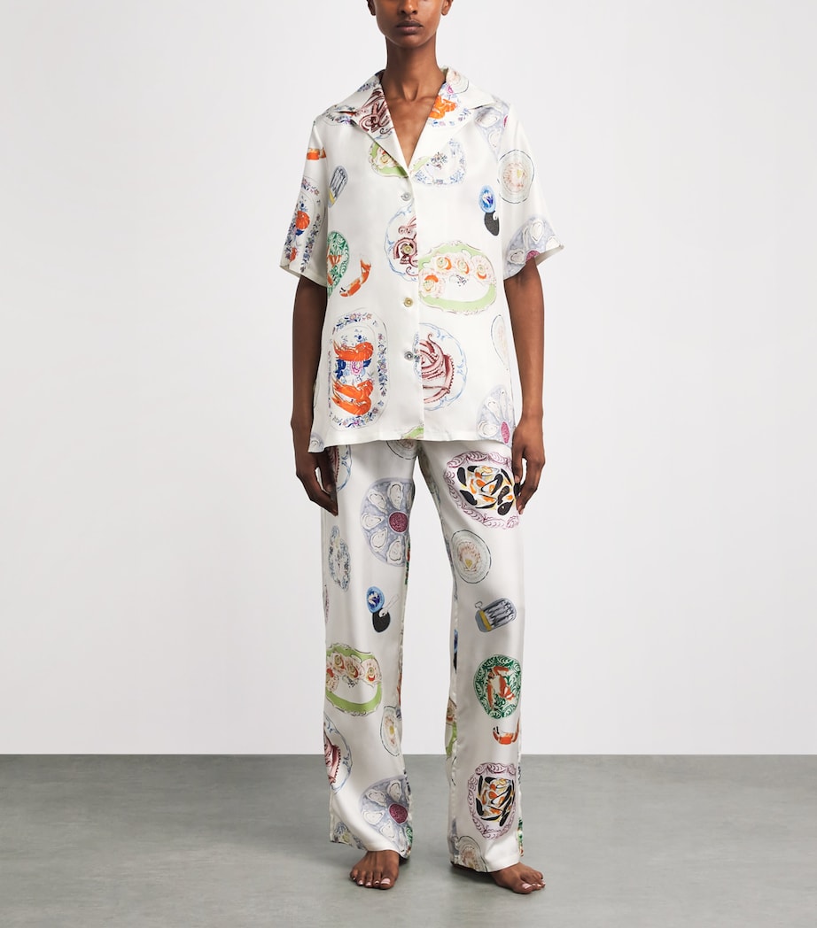 Olivia von Halle Womens Silk Seafood Tilda Pyjama Set Cordoba Image 2