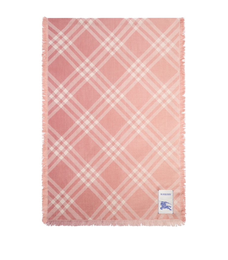 Burberry Wool-Silk Gradient Check Scarf Compact Pink Image 1