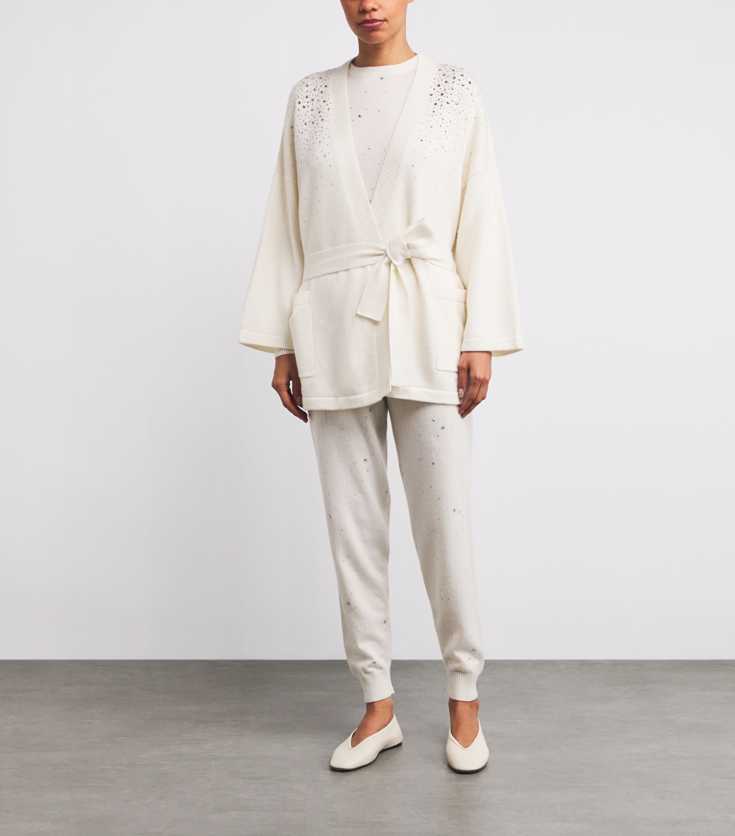 Cashmere Crystal-Embellished Cardigan WINTER WHITE/SI Image 2