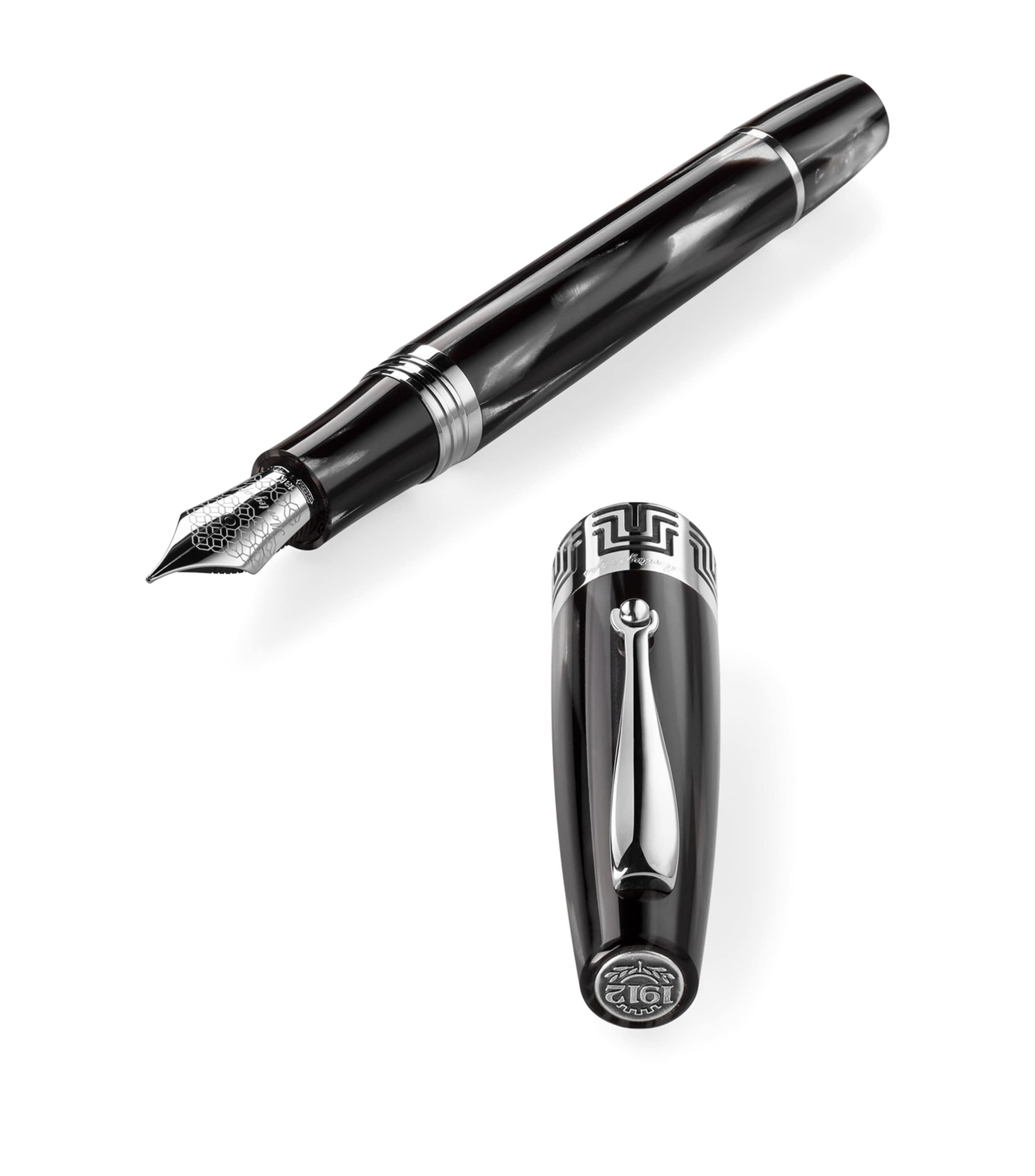 Sterling Silver-Trim Extra 1930 Fountain Pen BLACK & WHITE Image 3