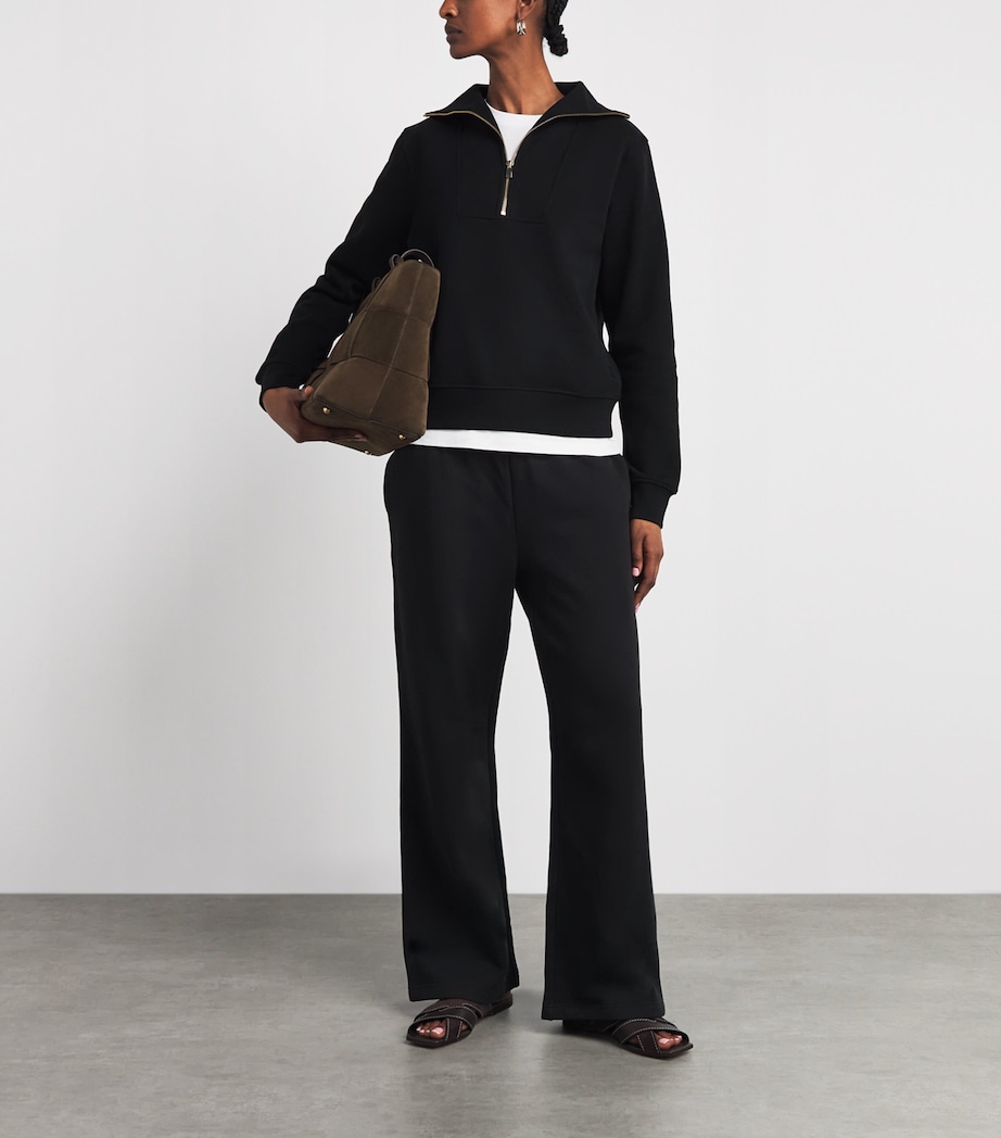 Harrods Womens Cotton Jersey Wide-Leg Sweatpants Black Image 2