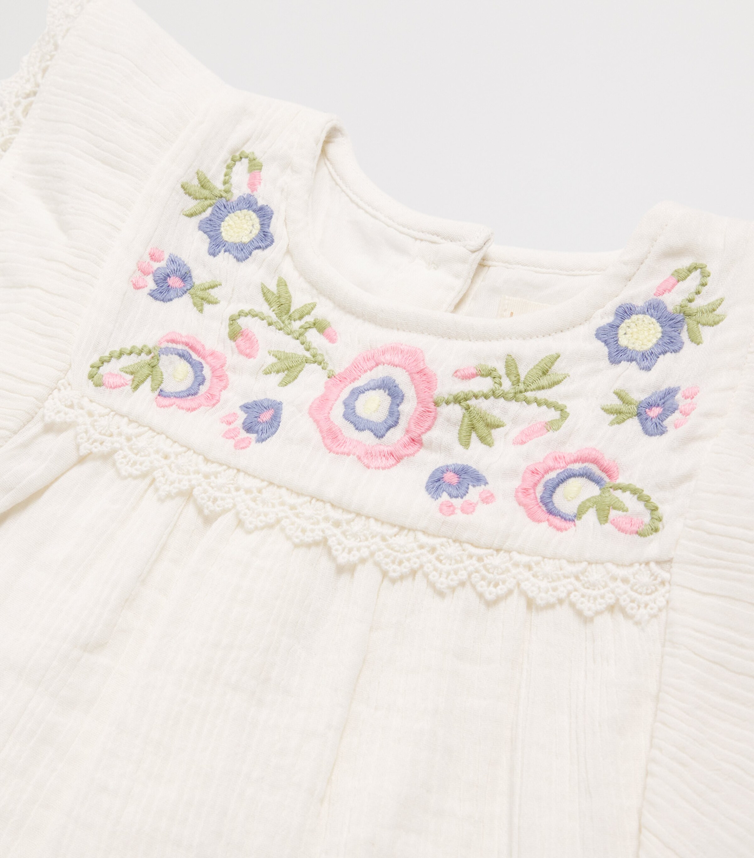 Louise Misha Cotton Embroidered Malya Blouse (6-24 Months) White Image 3